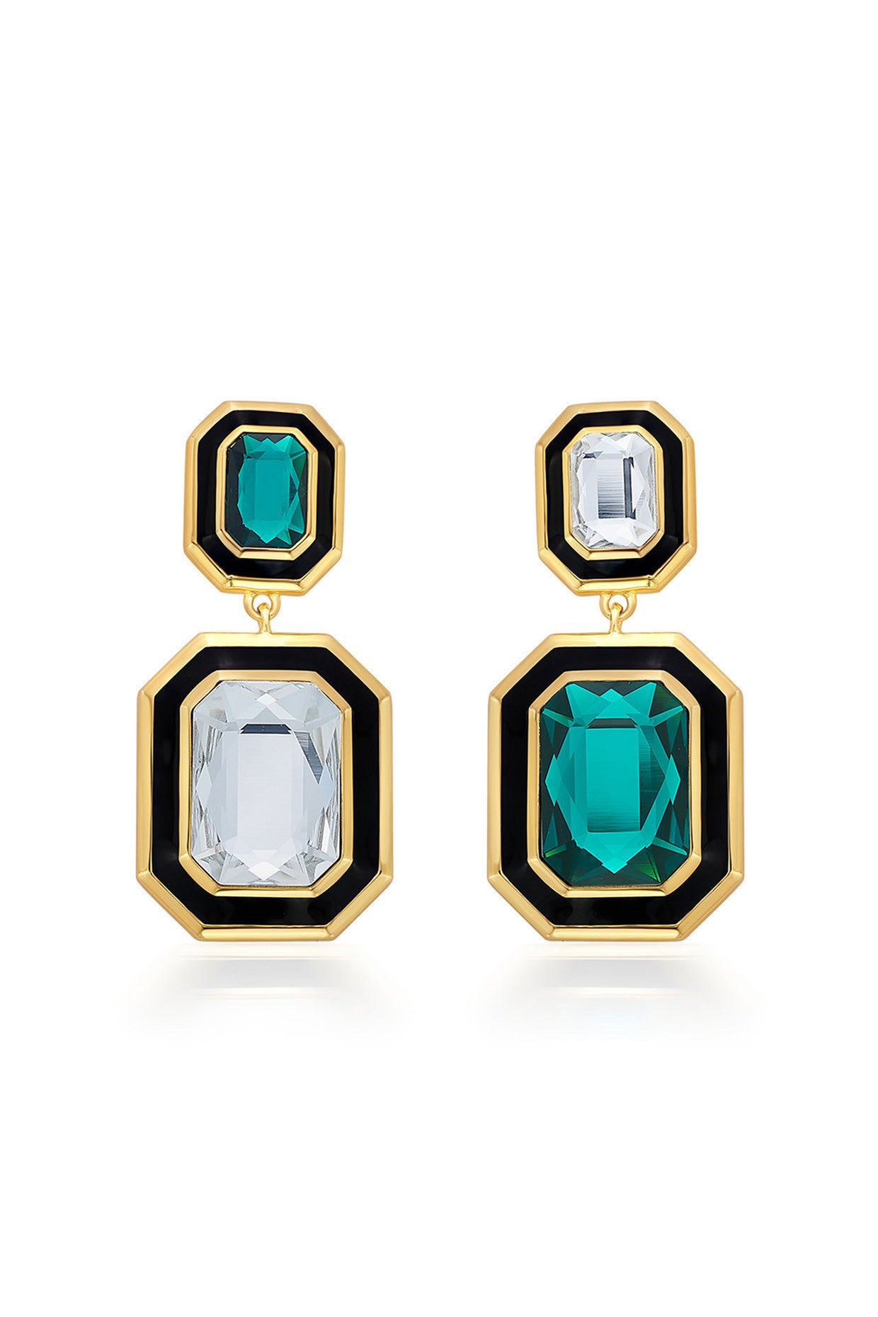 Banger Two-Tone Crystal Drop Earrings