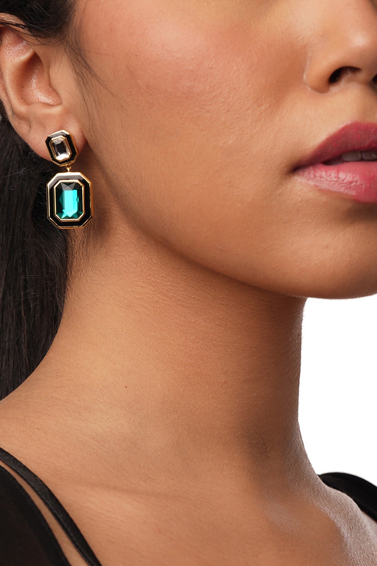 Banger Two-Tone Crystal Drop Earrings