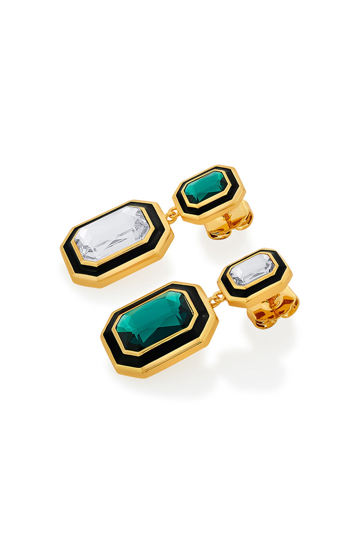 Banger Two-Tone Crystal Drop Earrings