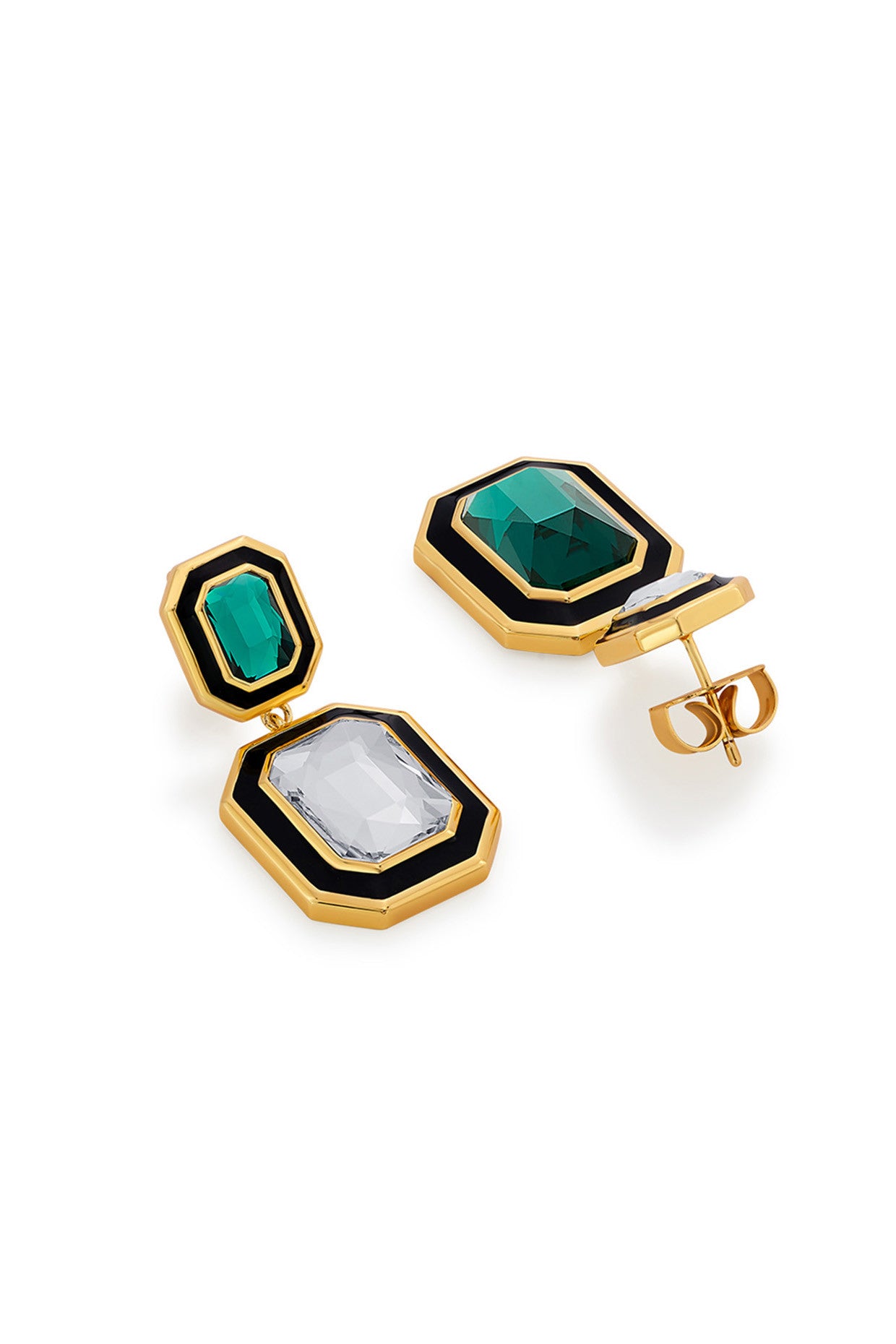 Banger Two-Tone Crystal Drop Earrings