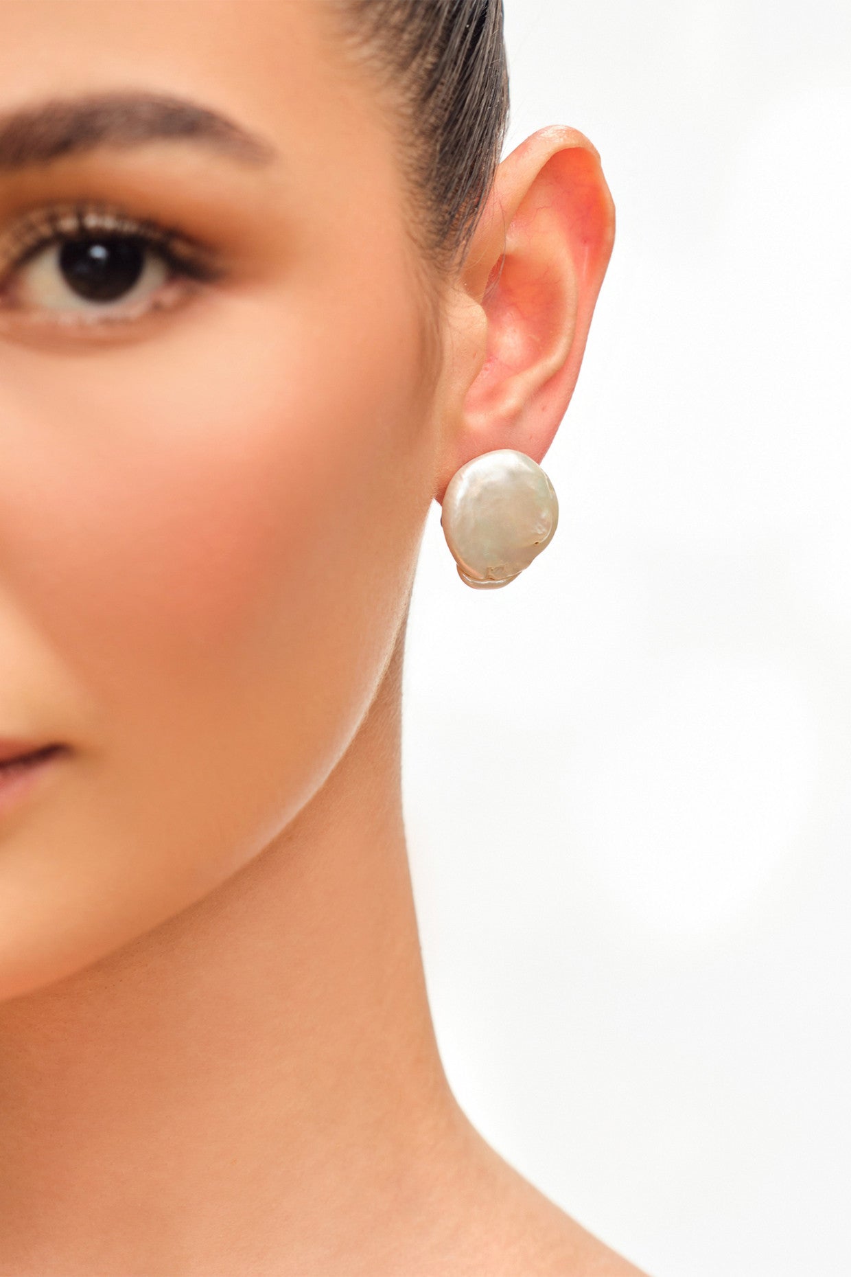 Baroque Pearl Studs Earrings Big 18Kt Gold-Plated