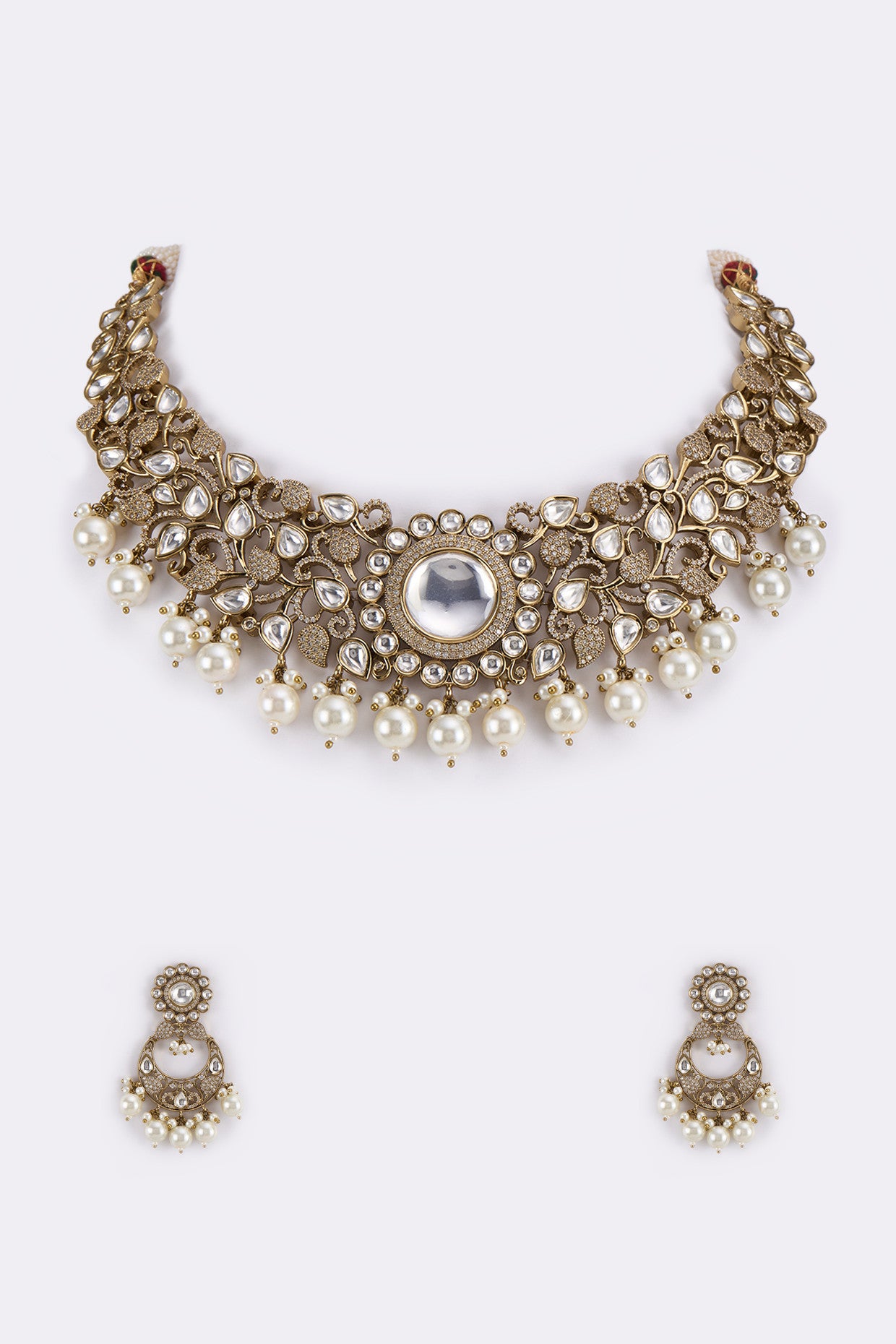 Black Rhodium Polki Necklace Set