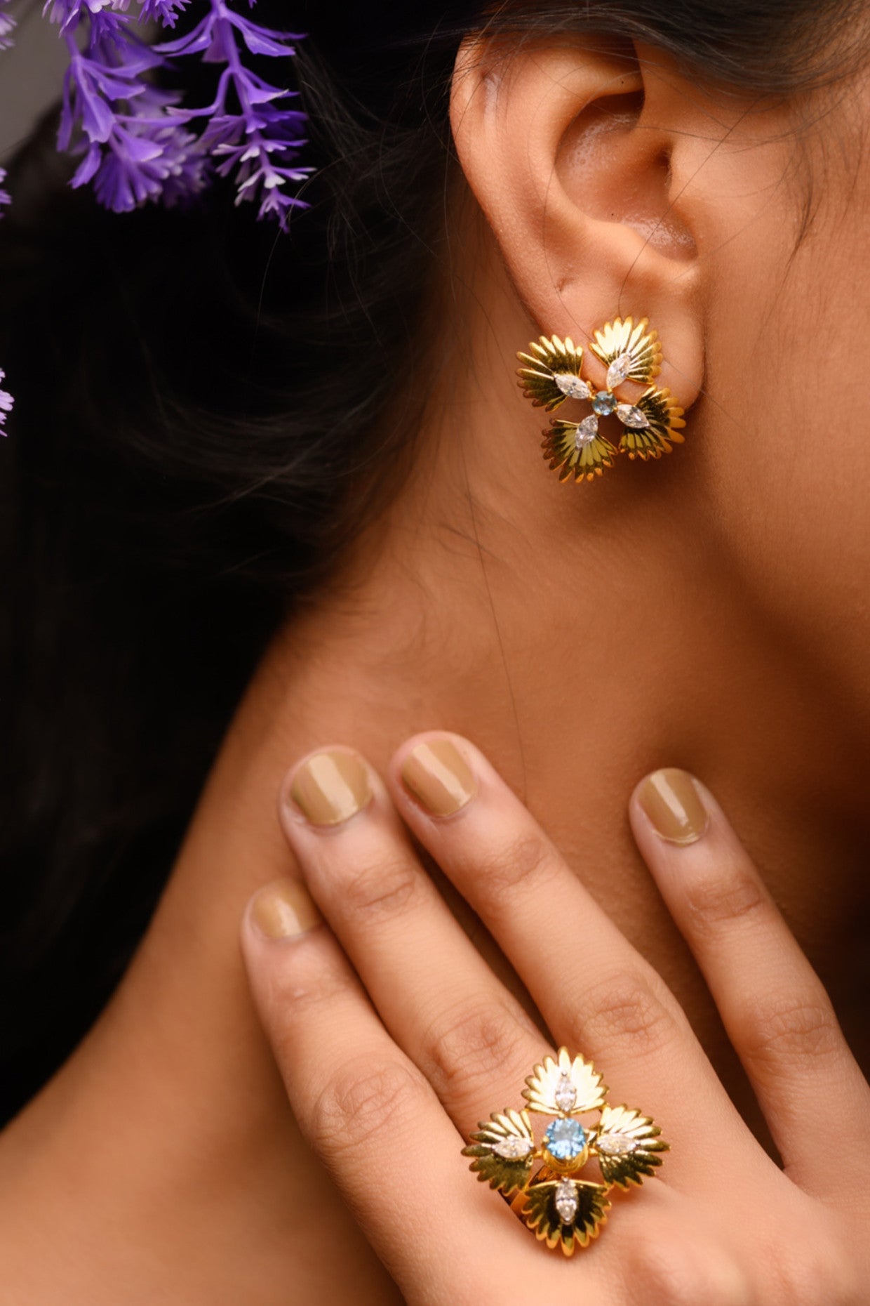 Blazing Star Ring Blue Topaz in Sterling Silver