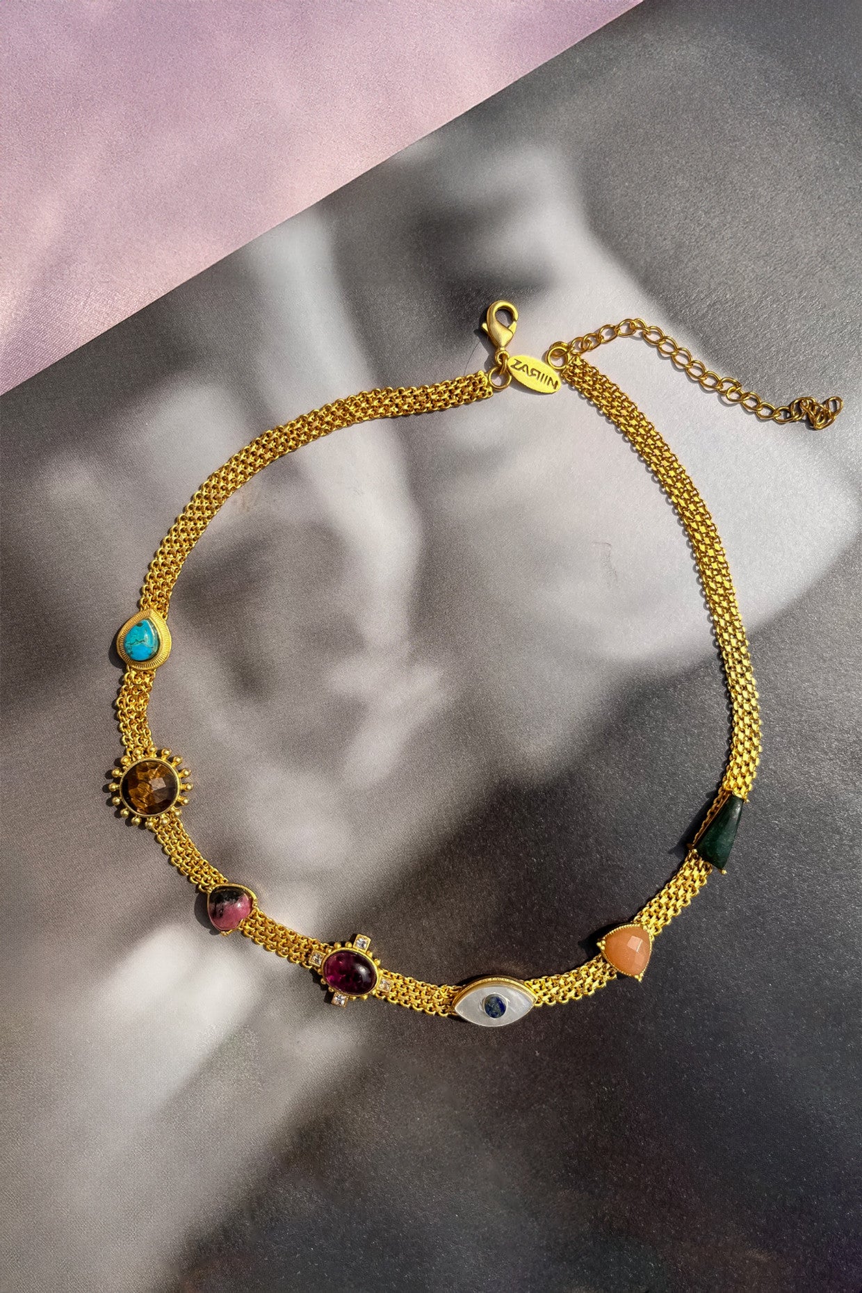 22kt Gold Plated Gemstones Necklace