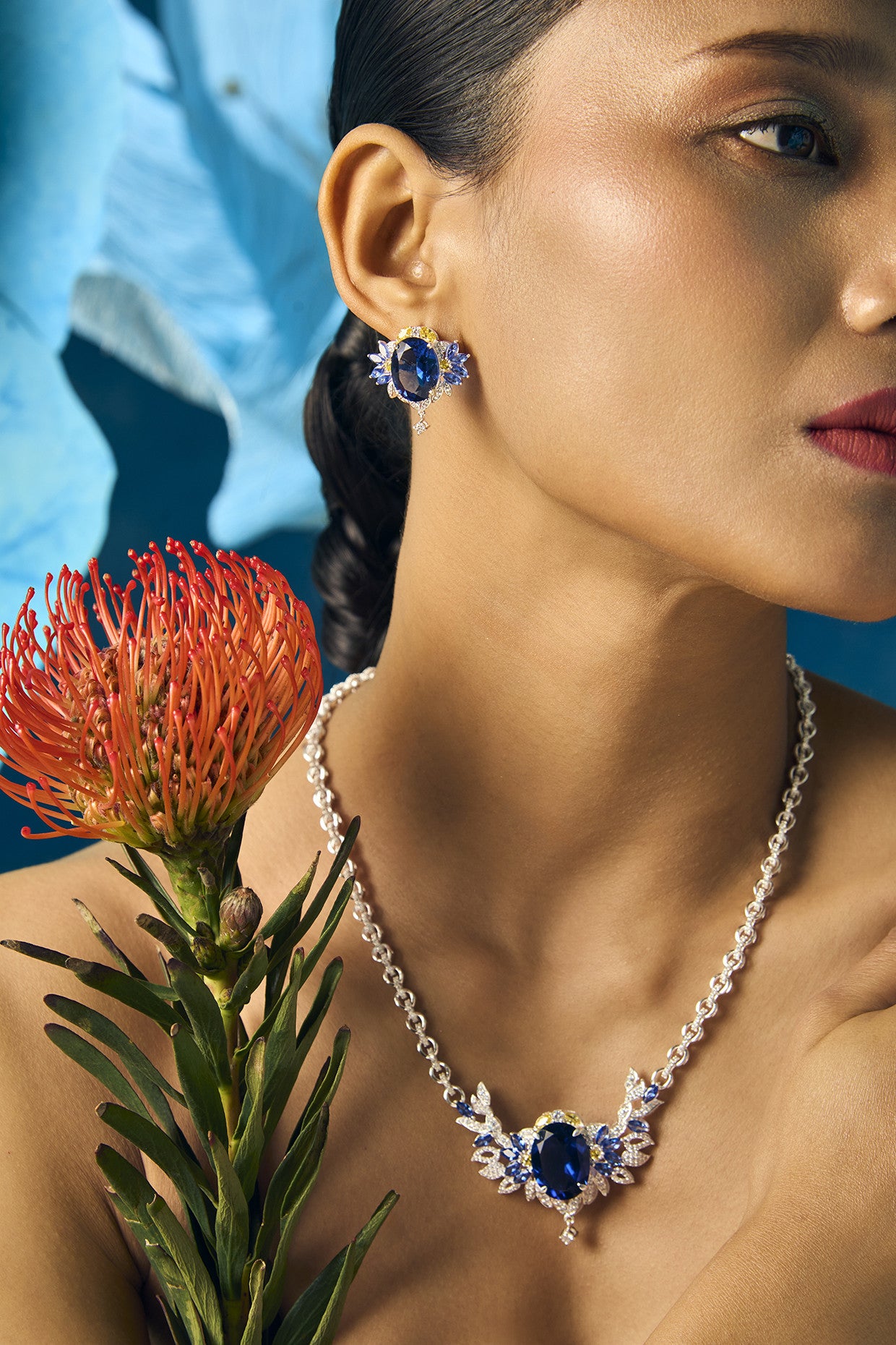 Blue Bonnet Studs Iolites & Citirne in Sterling Silver