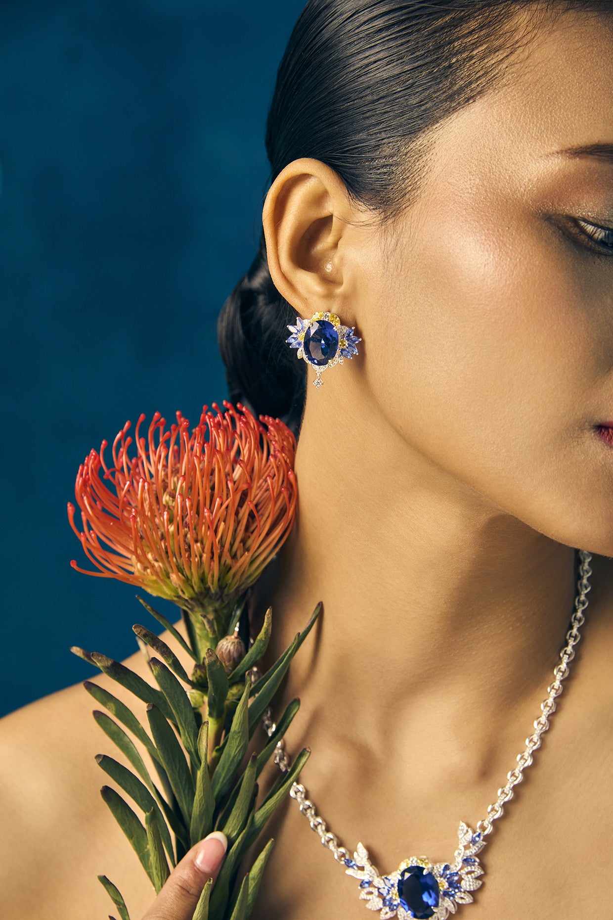 Blue Bonnet Studs Iolites & Citirne in Sterling Silver