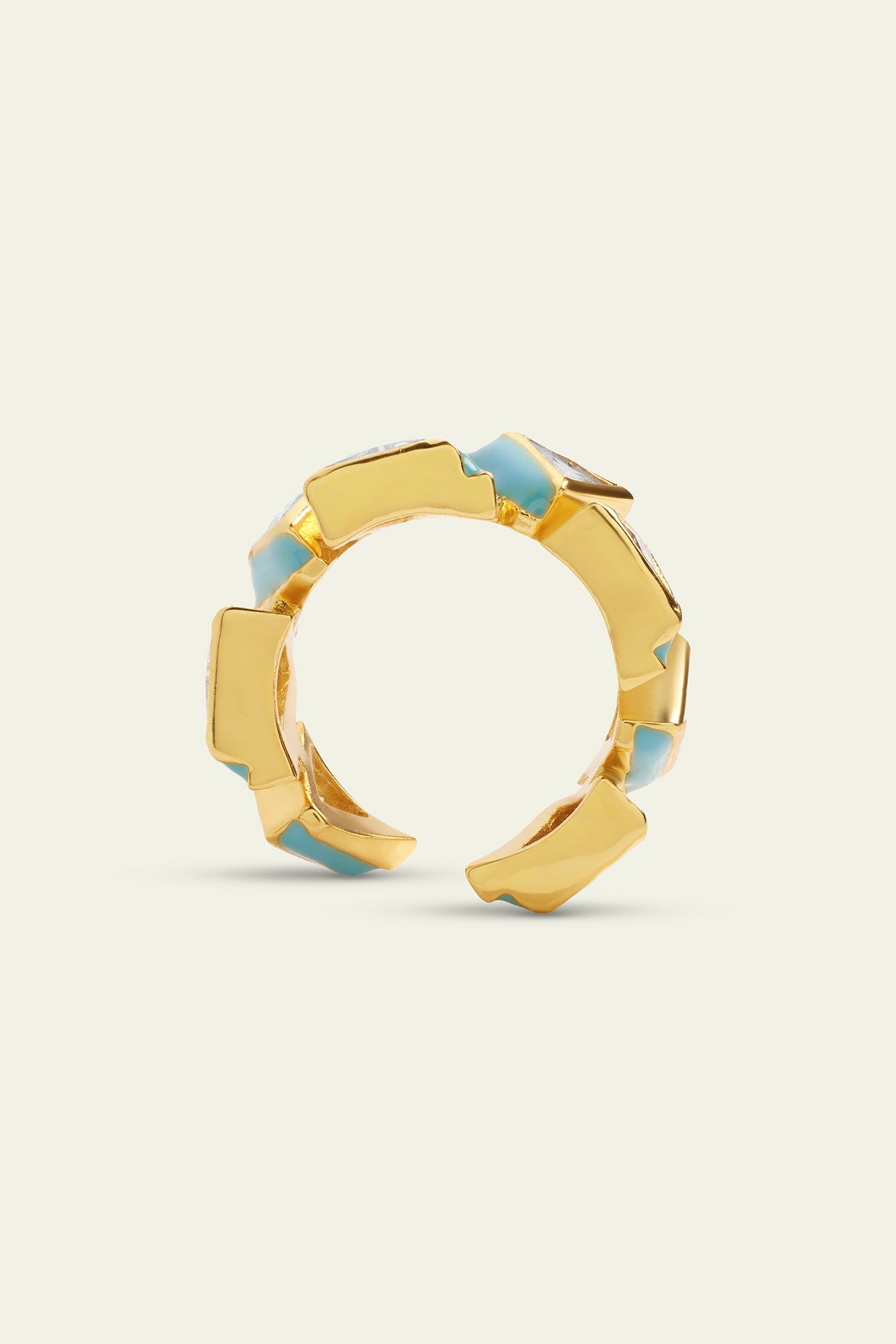 Blue Triangles Infinity Ring