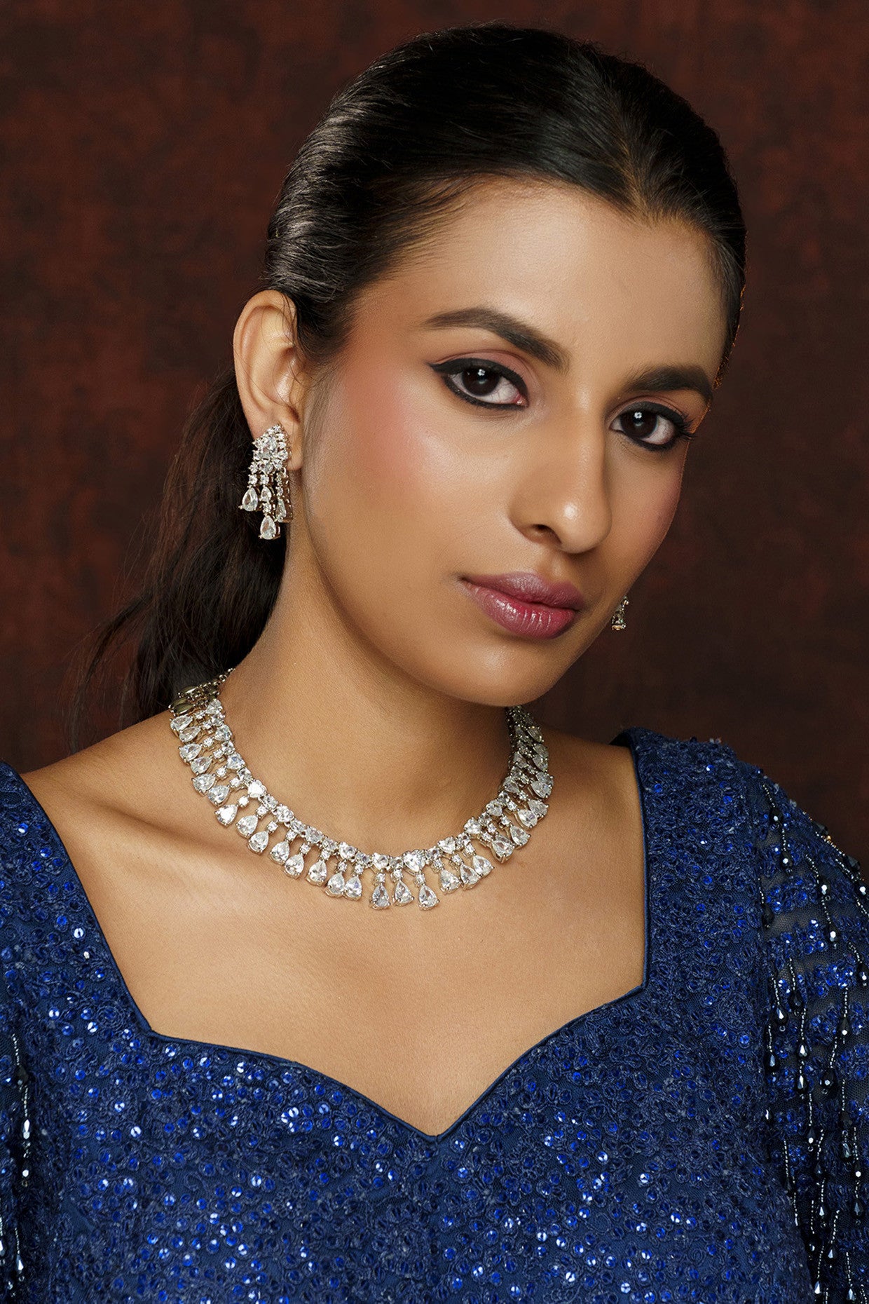 Zardozi Diamond Necklace Set