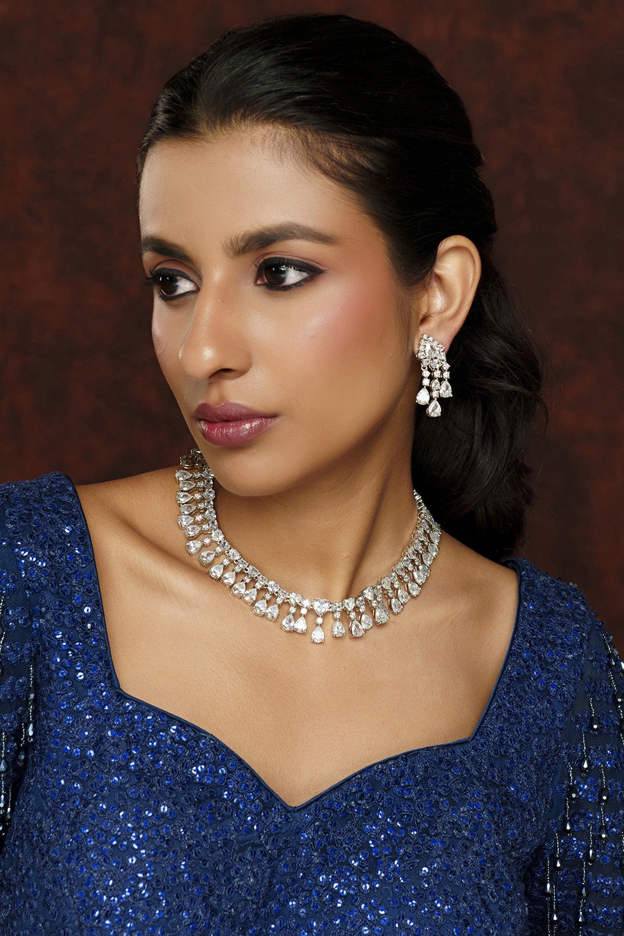 Zardozi Diamond Necklace Set