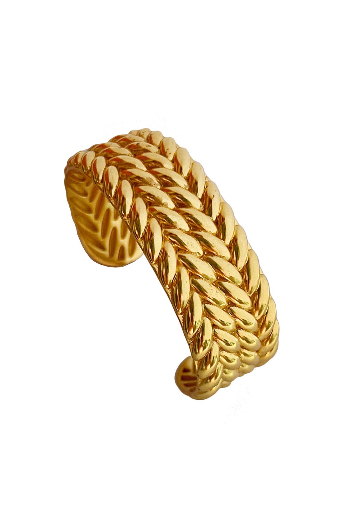 Gold Plated Broad Braided Bracelet