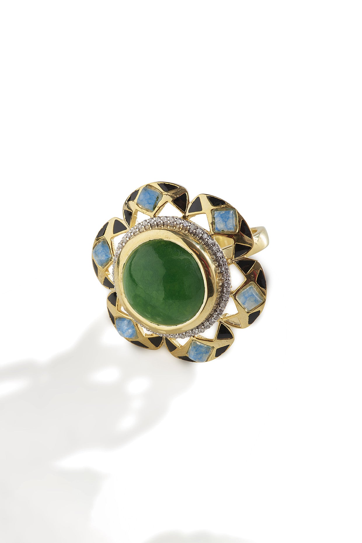 Brocade Ring 22Kt Gold Plating in Sterling Silver