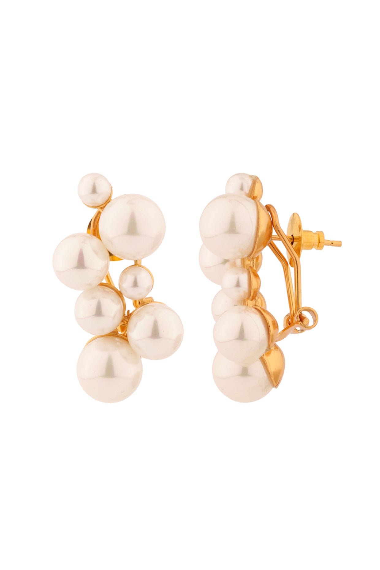 Bunch Pearl Studs Earrings 22Kt Gold-Plated