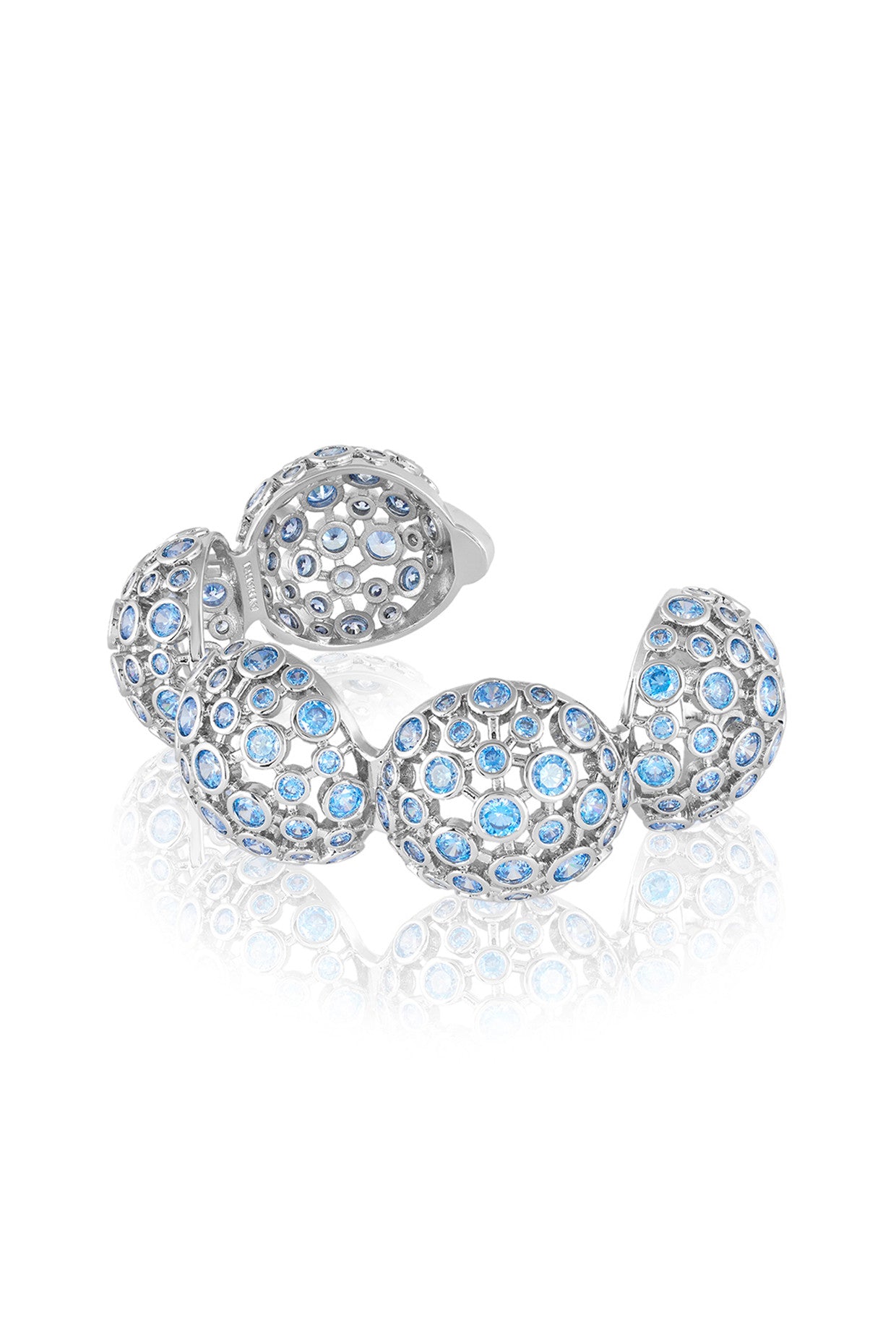 Silver Plated Blue Crystal Ball Cuff Bracelet