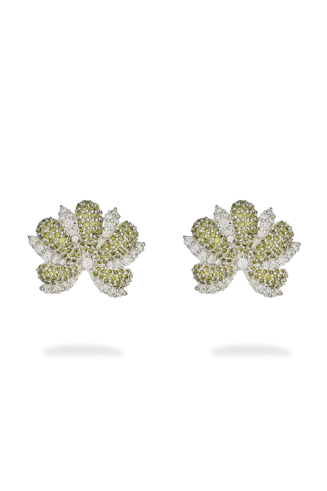 Calico Aster Earrings Amethyst & Green Quartz in Sterling Silver