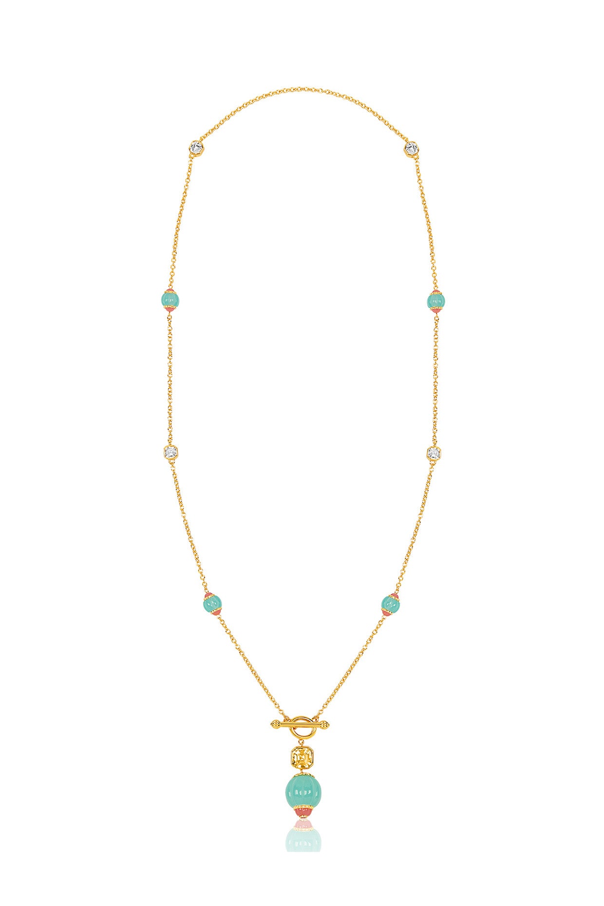 Celestial Bloom Long Toggle Necklace 18Kt Gold Plated