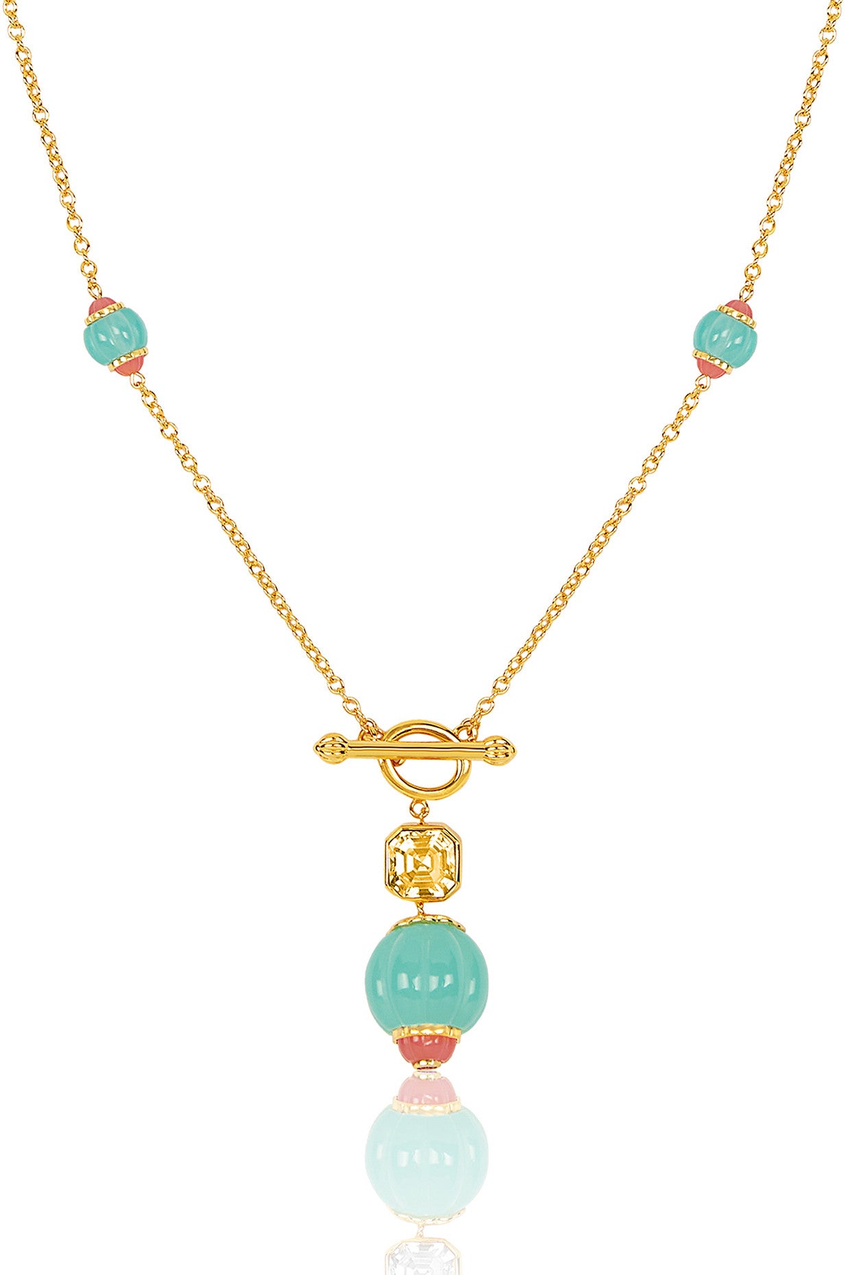 Celestial Bloom Long Toggle Necklace 18Kt Gold Plated