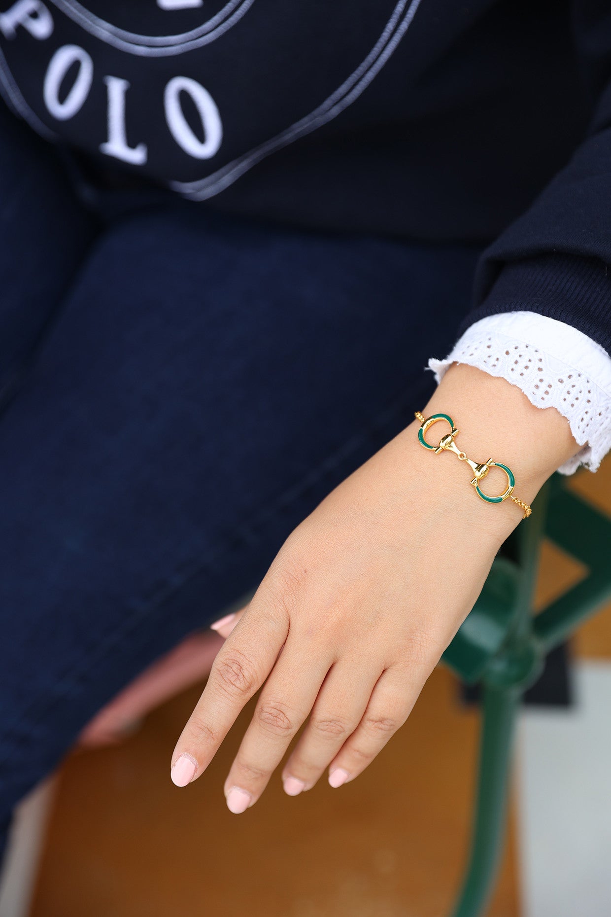 Charlotte Green Reversible Double Horse Shoe Bracelet