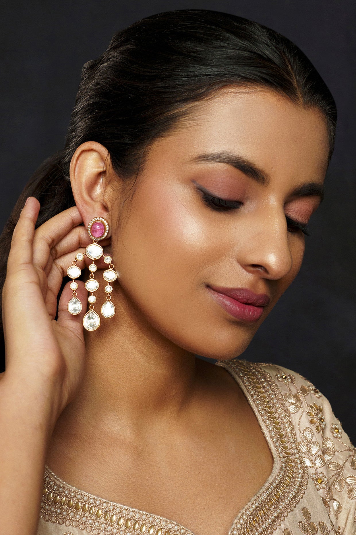 Aaru Pink Moissanite Earrings