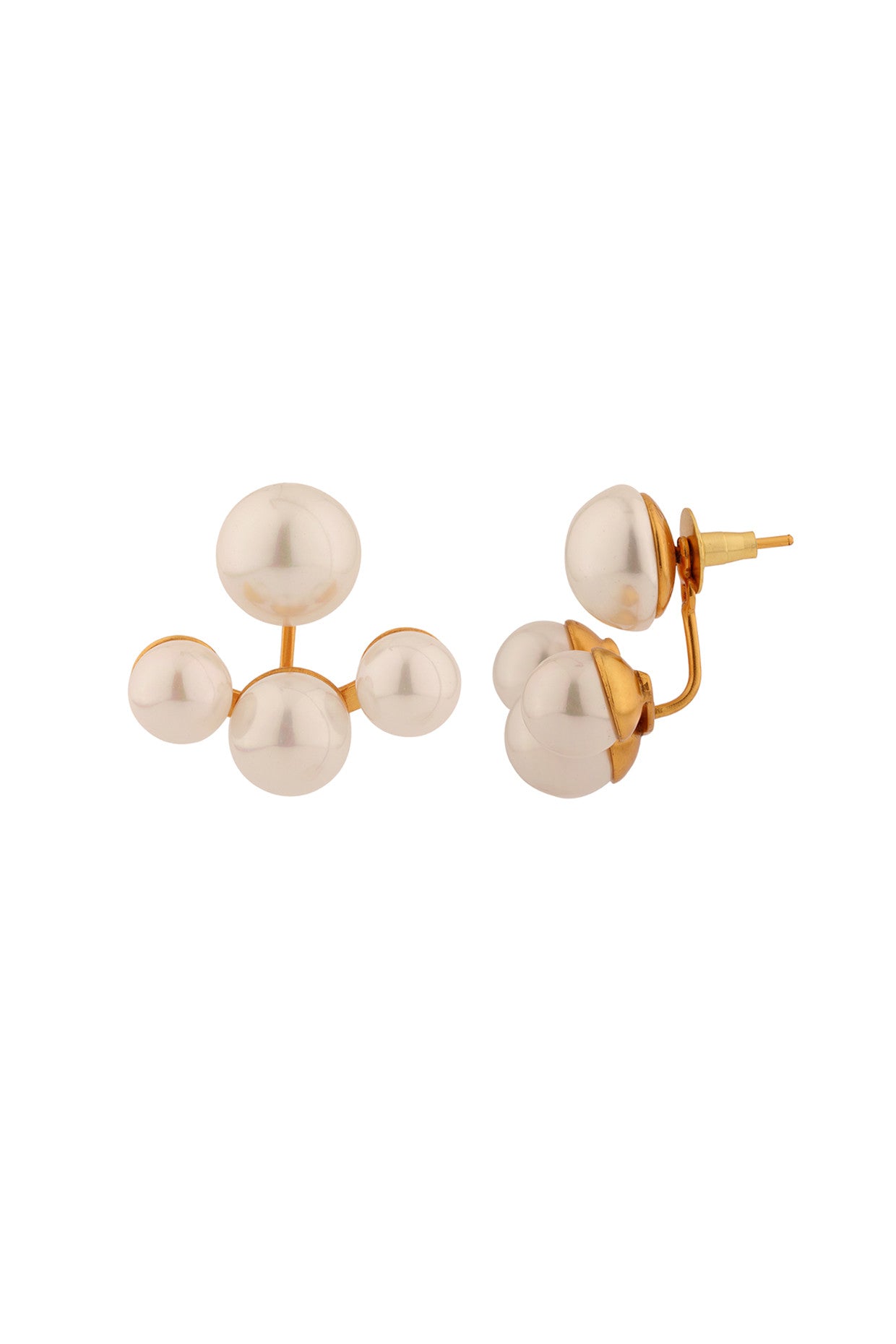 Claw Pearl Detachable Studs Earrings 22Kt Gold-Plated