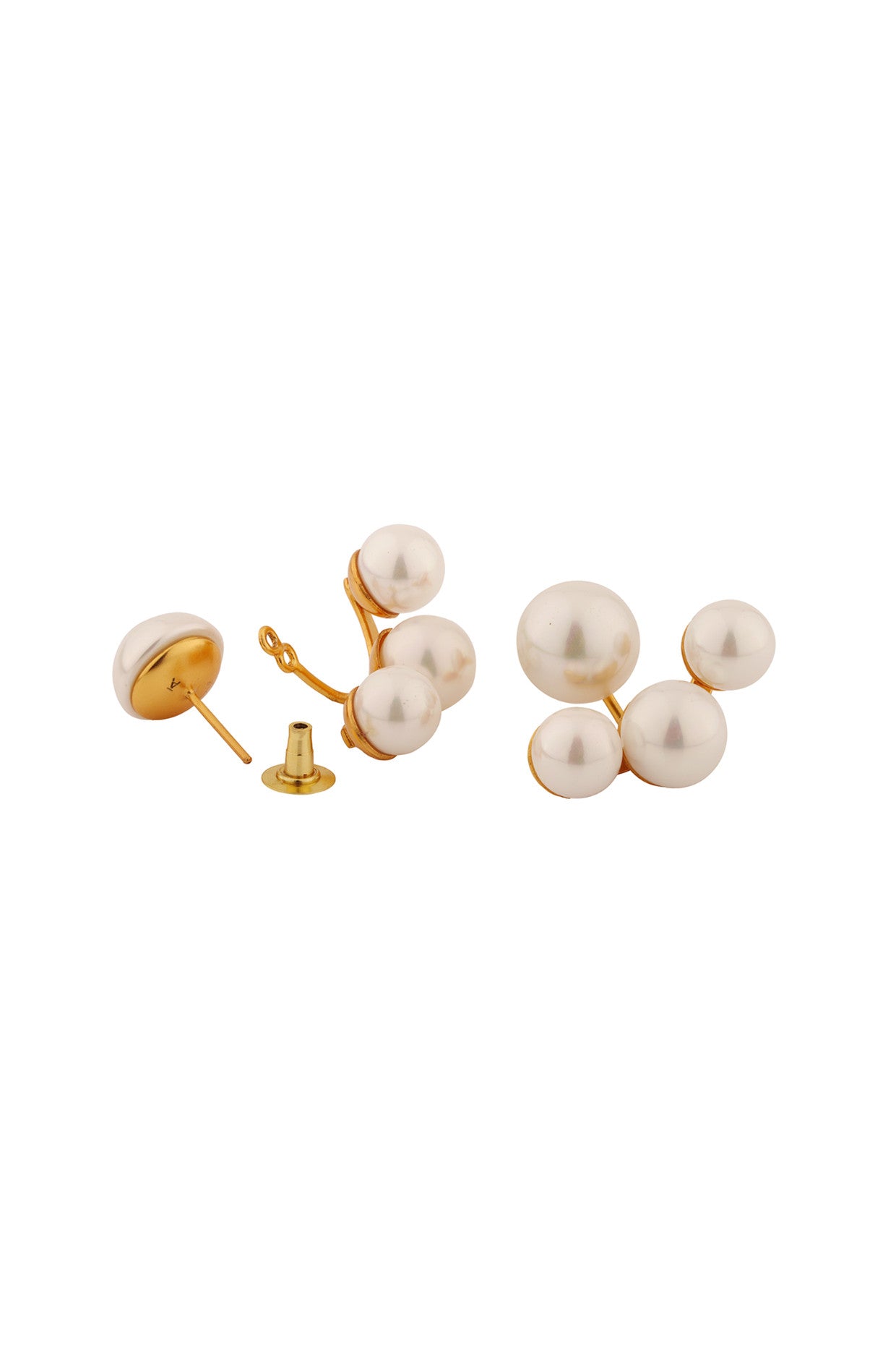 Claw Pearl Detachable Studs Earrings 22Kt Gold-Plated