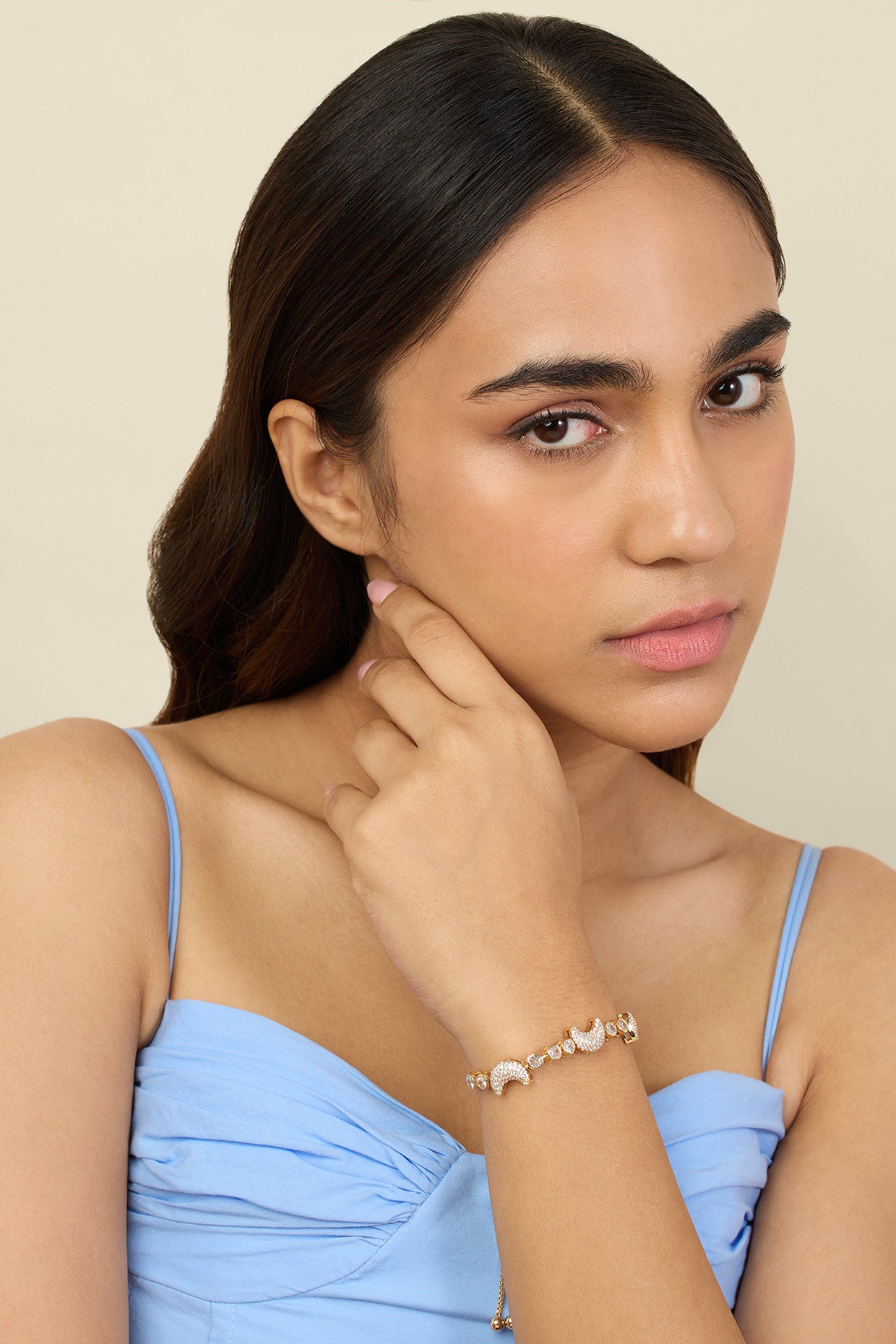 Crescent Moon Bolo Bracelet In 18Kt Gold Plated