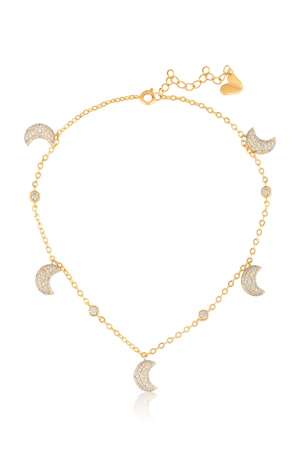 Crescent Shimmer Charm Necklace In 18Kt Gold Plated