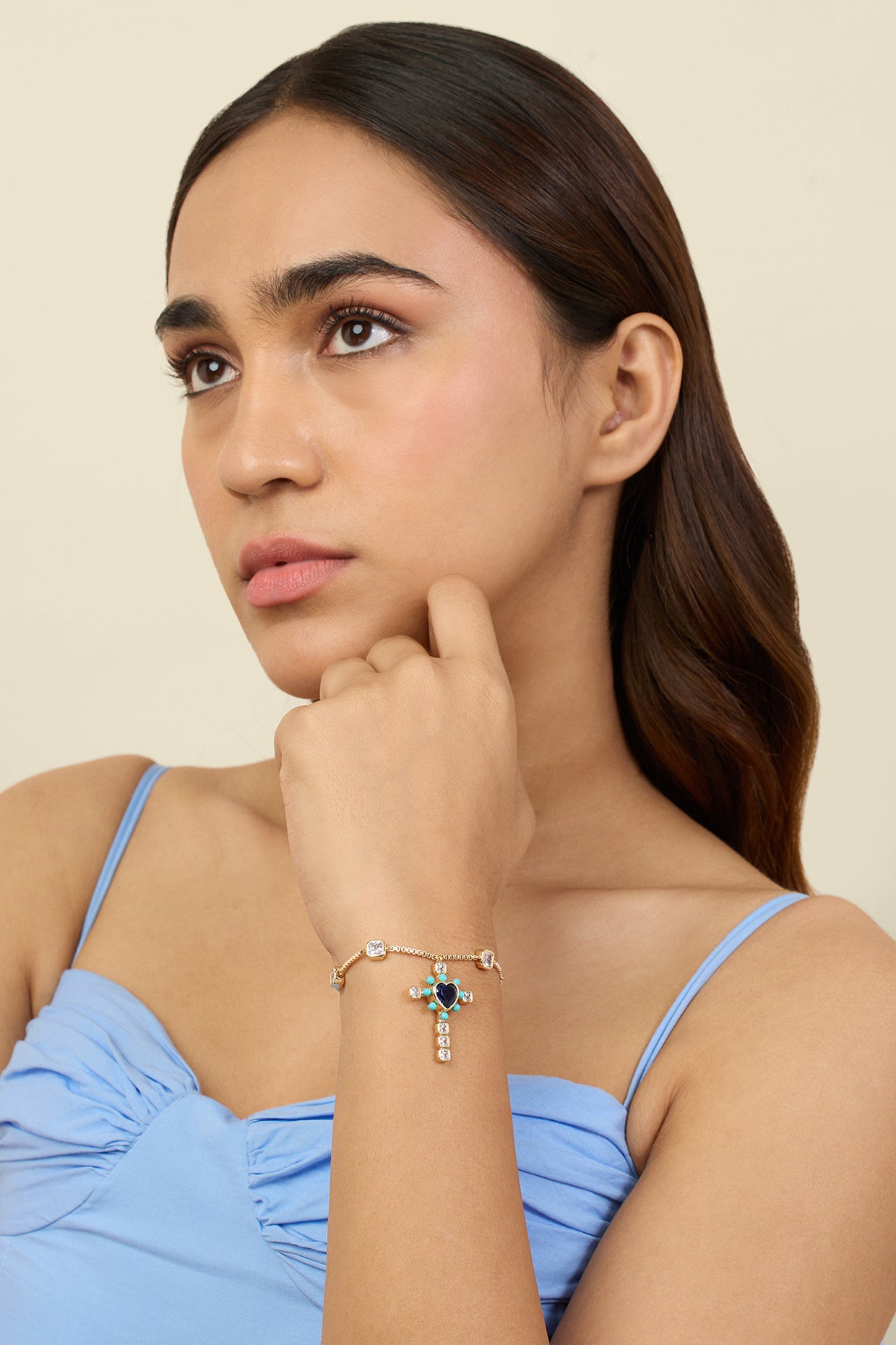 Cross My Heart Bracelet In 18Kt Gold Plated