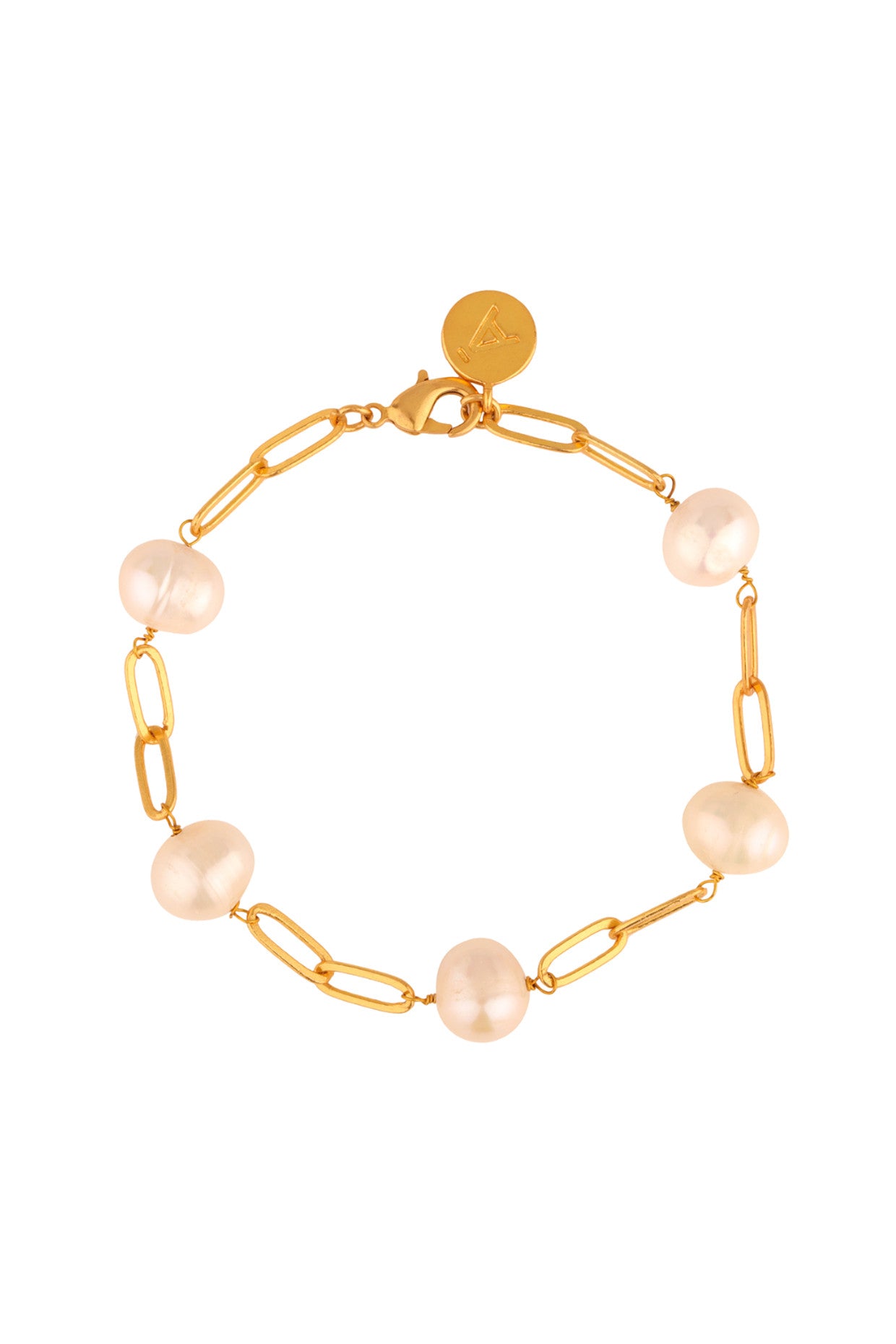 Dainty Linked Pearl Bracelet in 22Kt Gold Plating