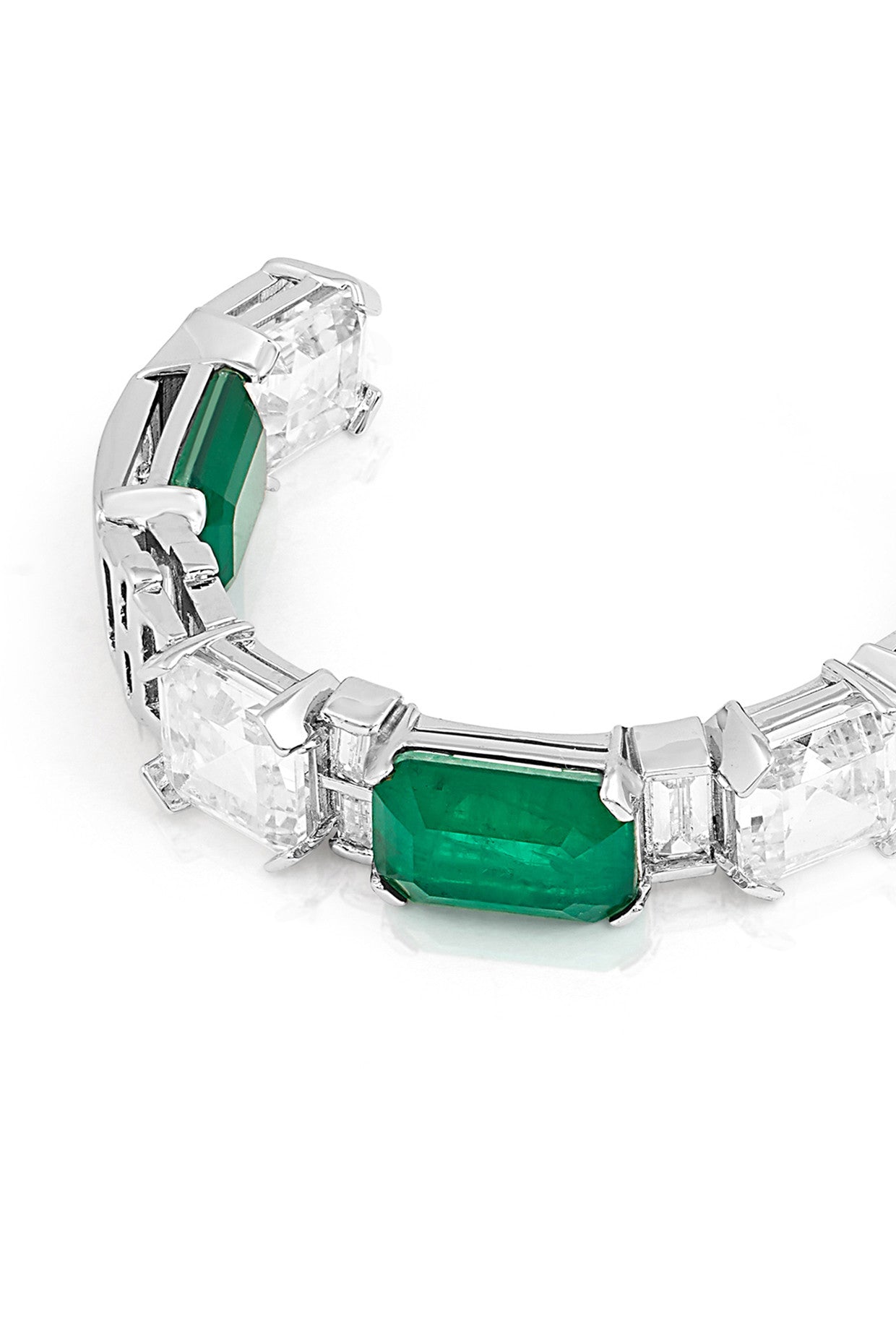 Dark Emerald Baguette Hoops