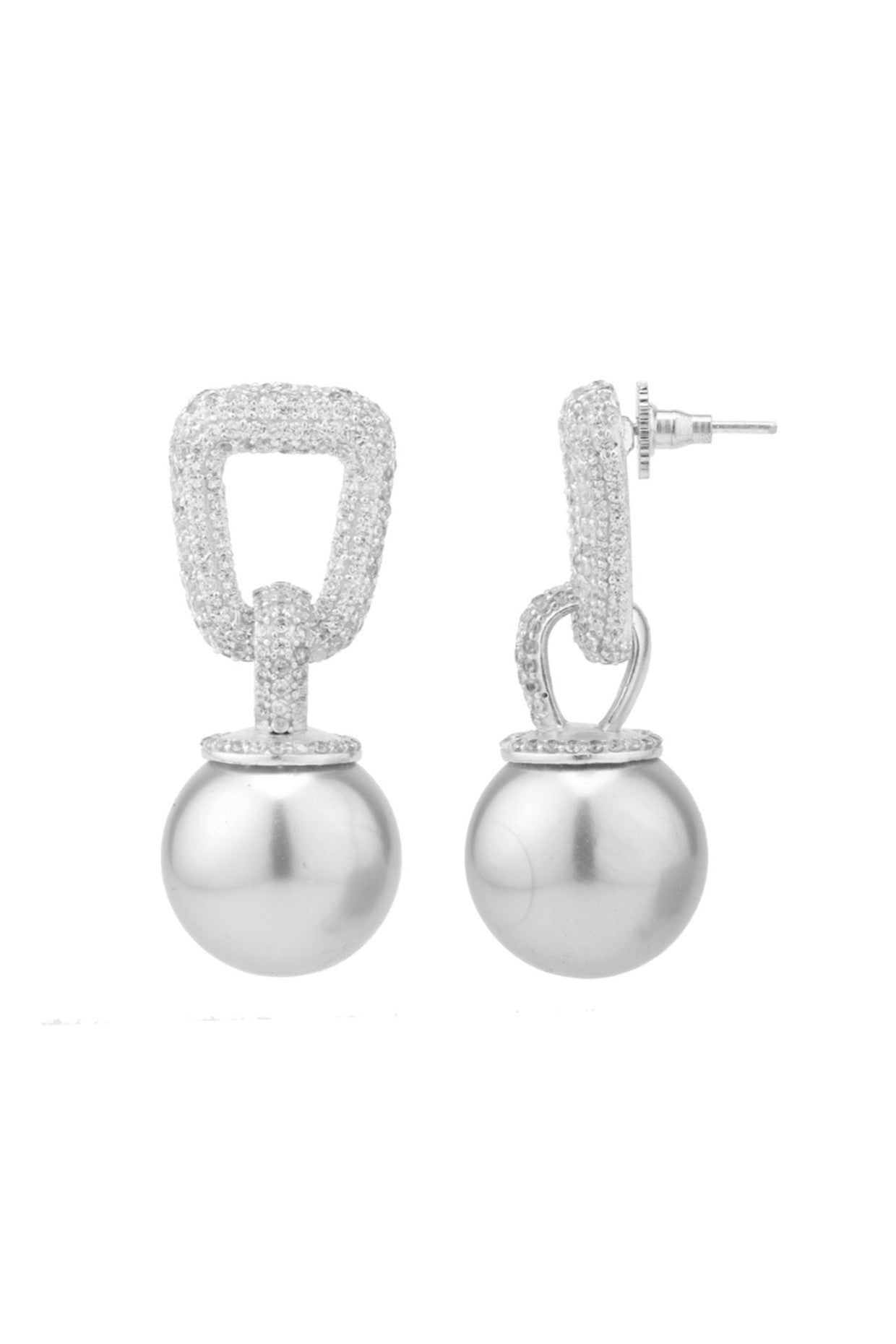 Dazzle Pearl Drop Earrings Silver Plated