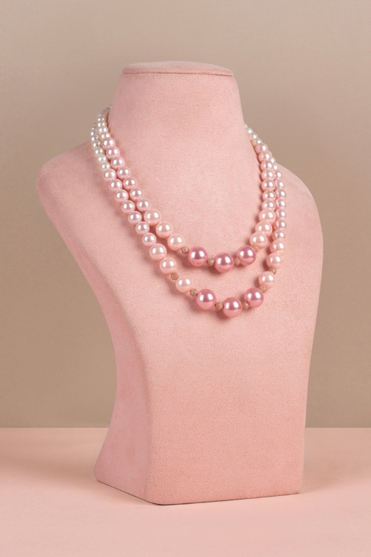 Double Graded Necklace -Pink Ombre with Swarovski