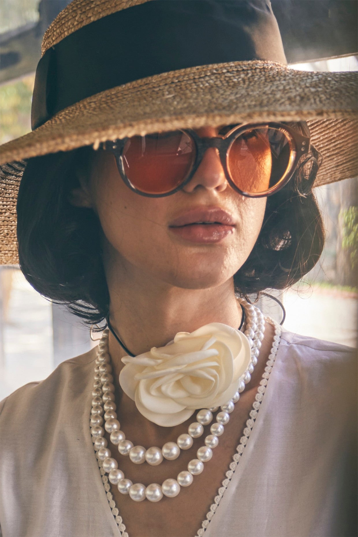 Double Graded Pearls Necklace-White