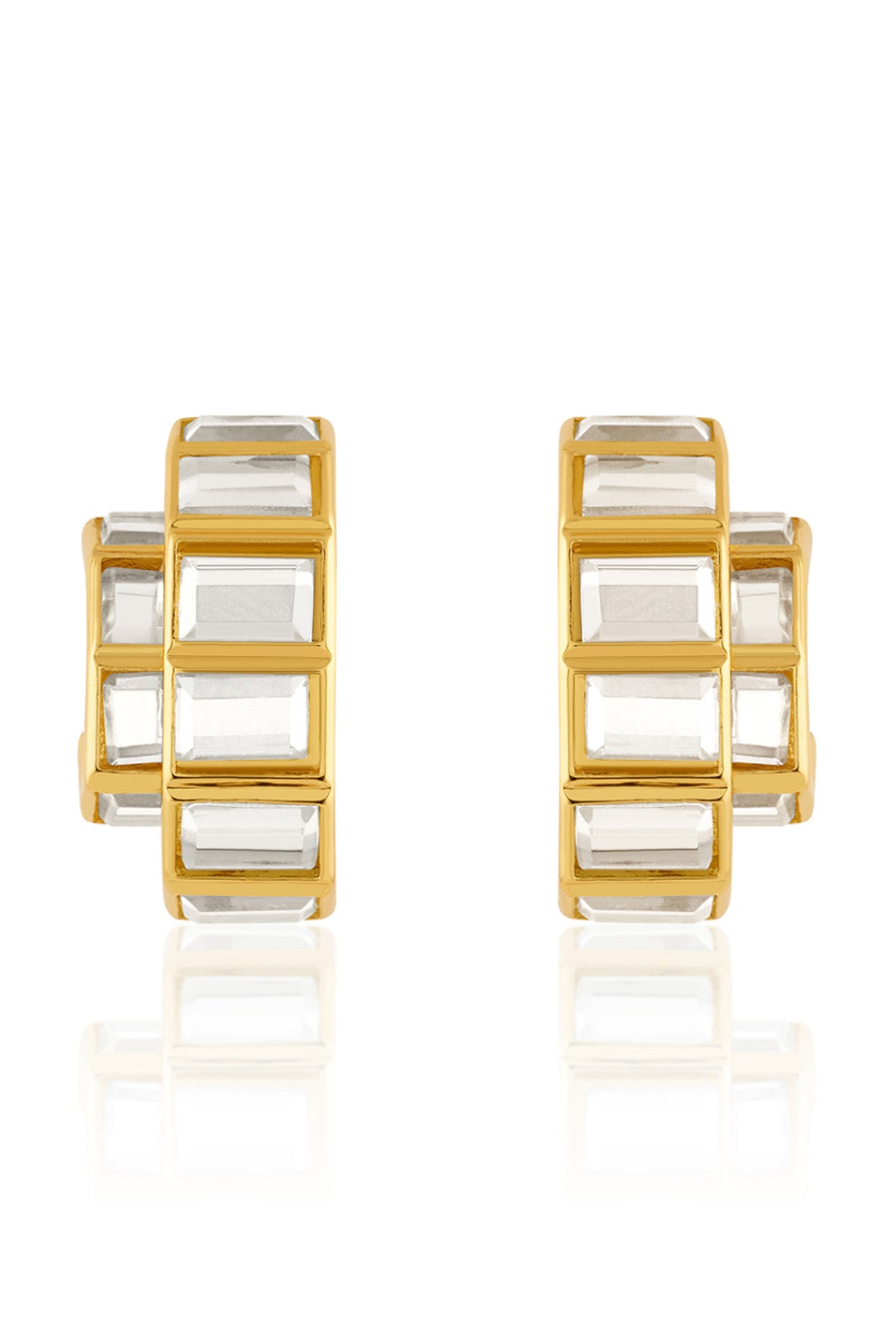 Double Mirror Huggie Hoops