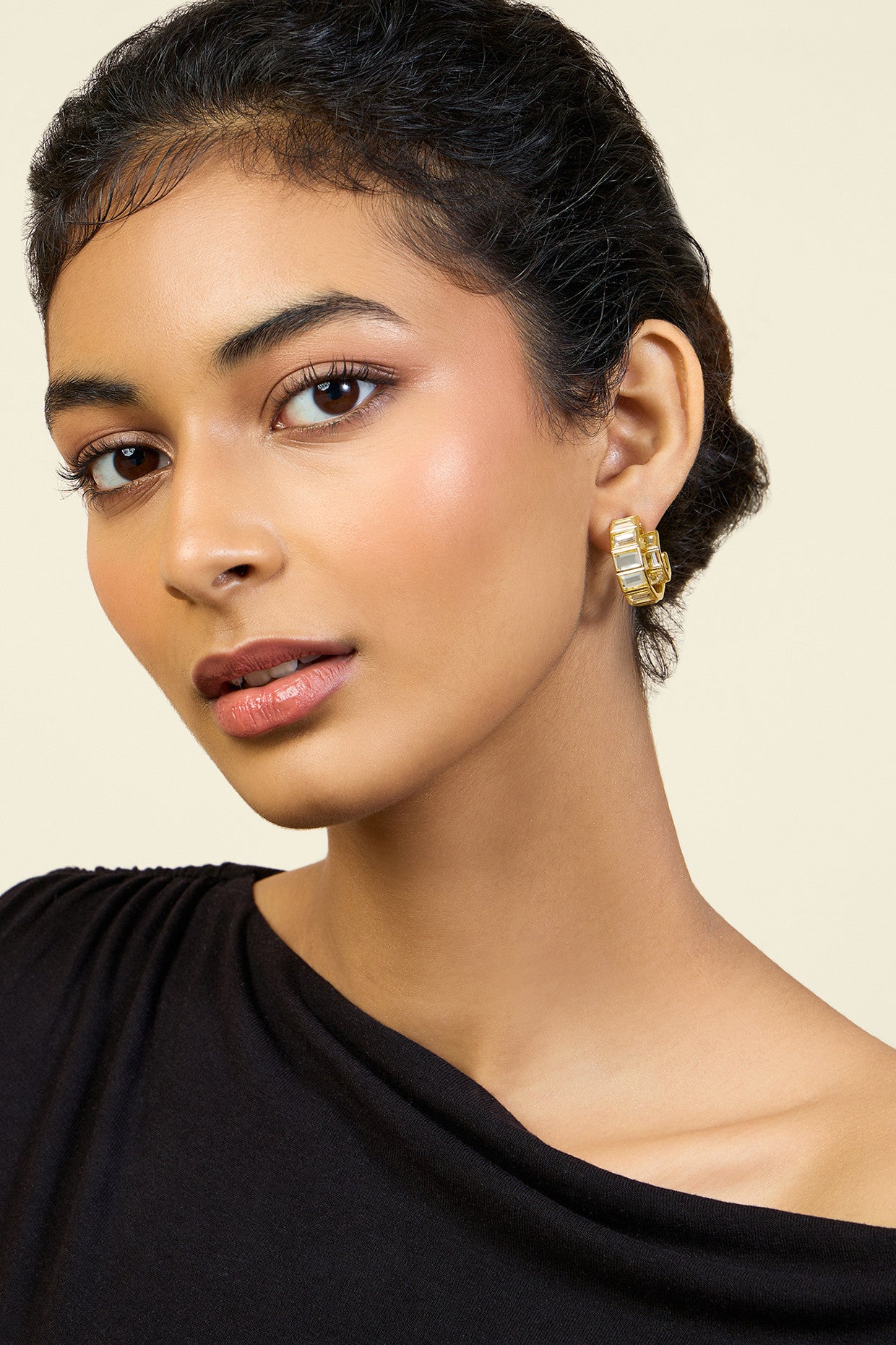 Double Mirror Huggie Hoops