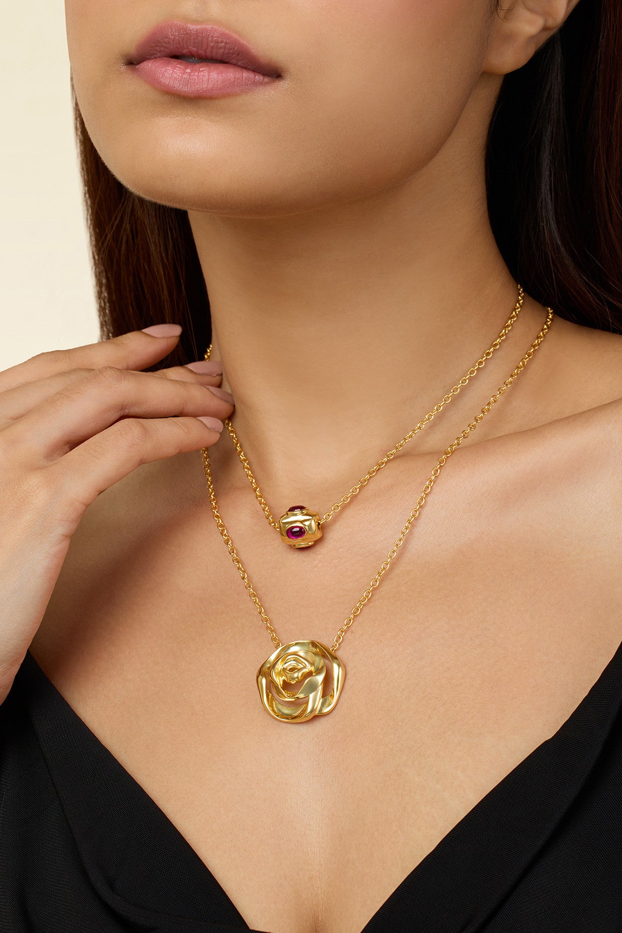 Double Rose Layered Necklace