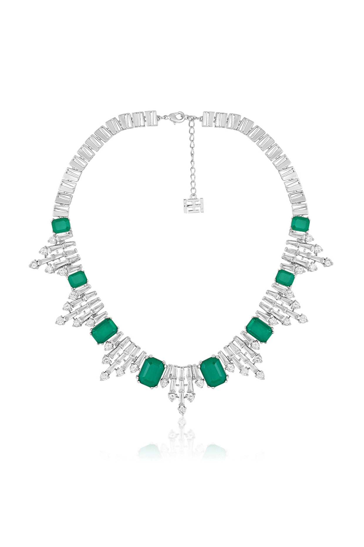 Doublet Dark Emerald Bib Necklace