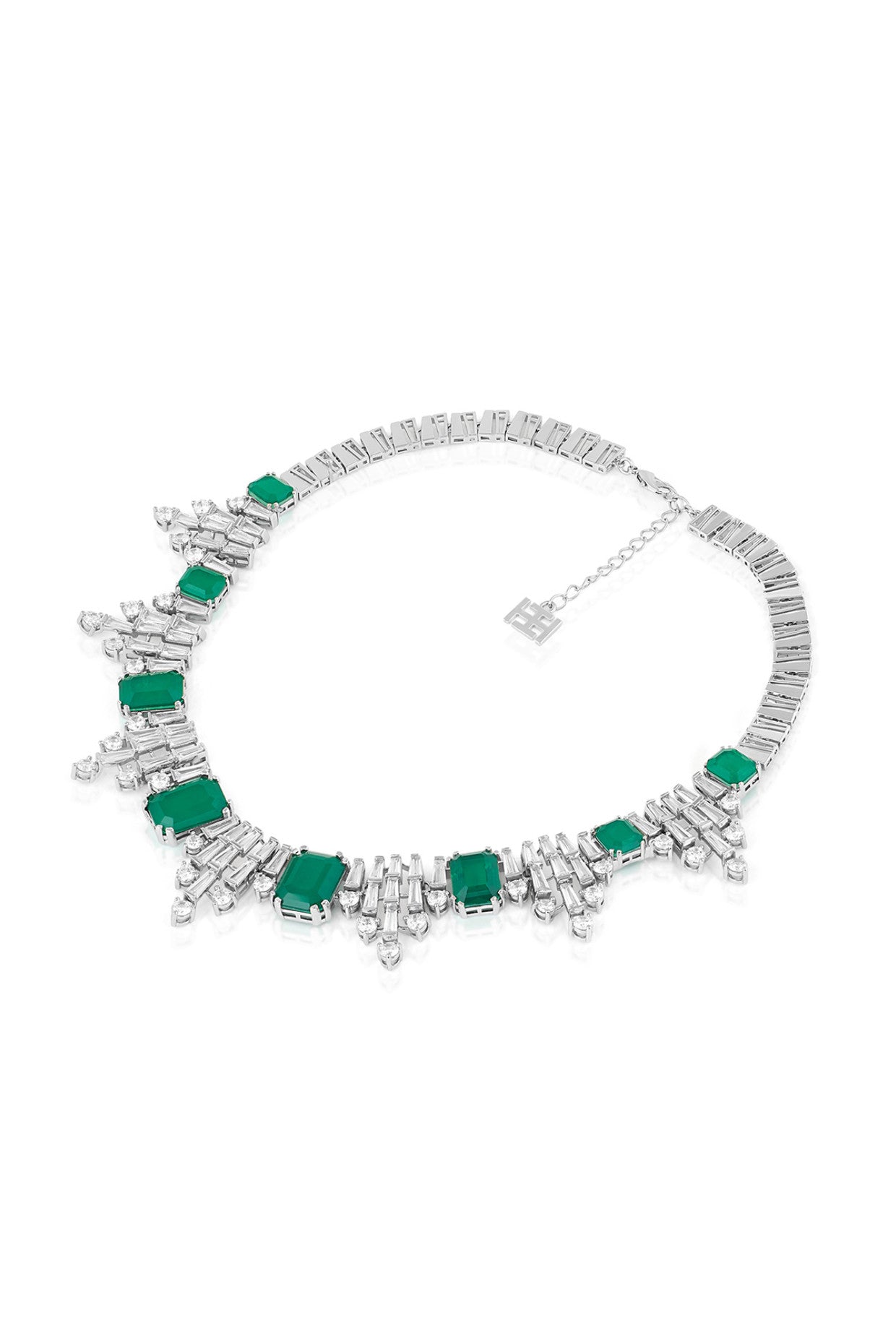 Doublet Dark Emerald Bib Necklace