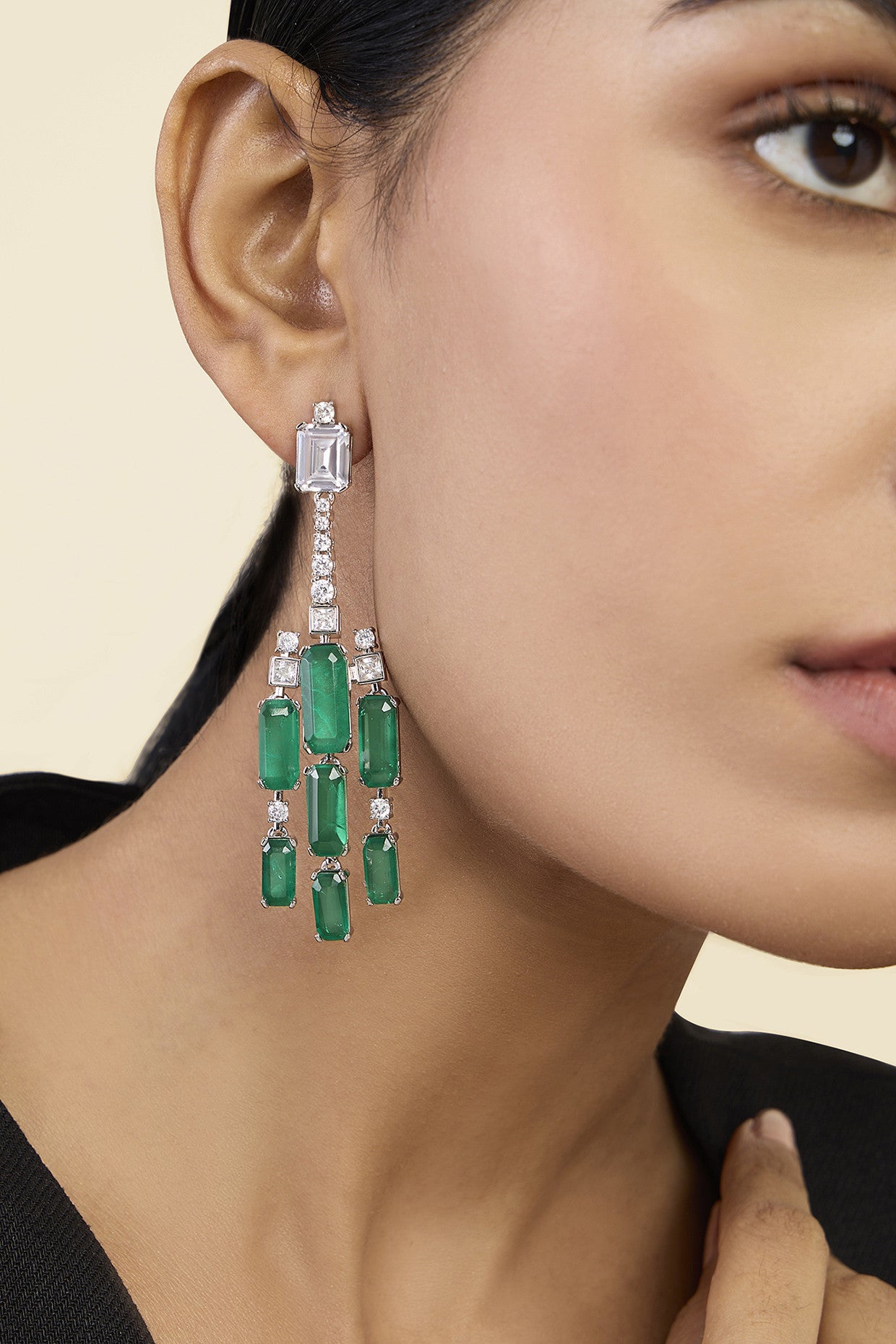 Doublet Dark Emerald Drop Danglers