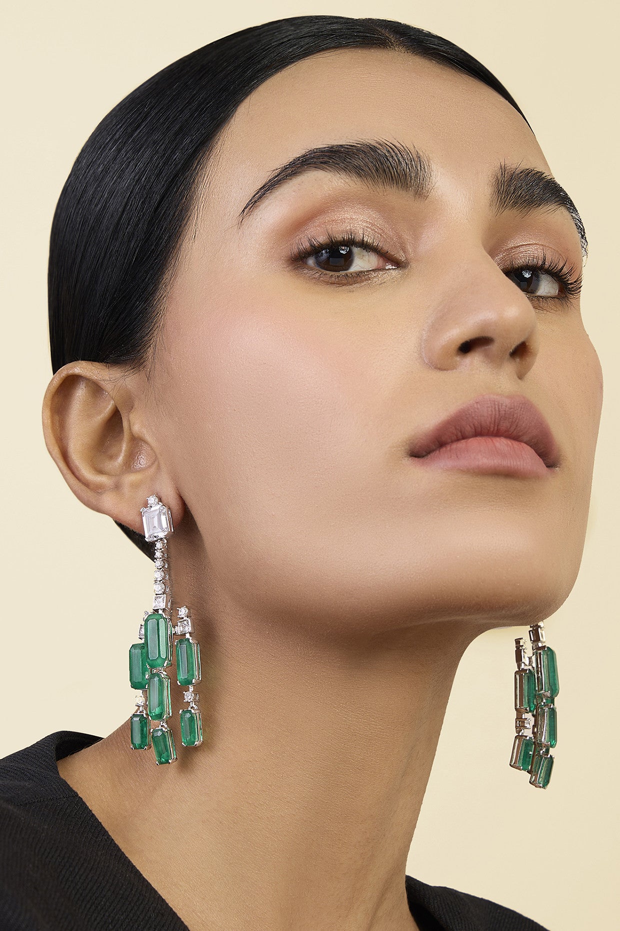 Doublet Dark Emerald Drop Danglers