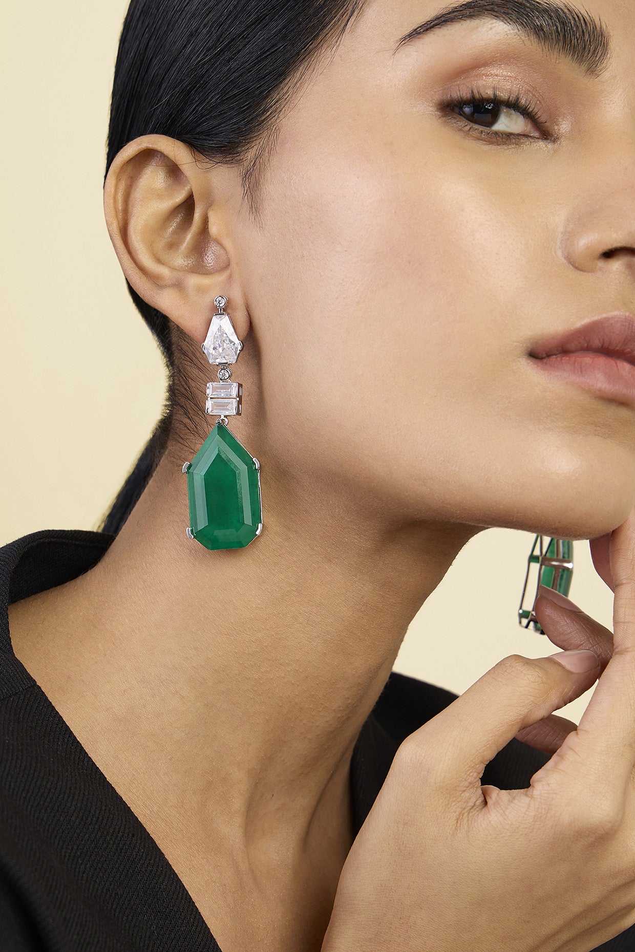 Doublet Dark Emerald Drop Earrings