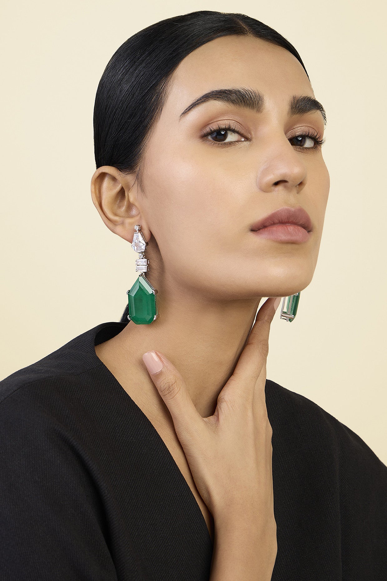 Doublet Dark Emerald Drop Earrings