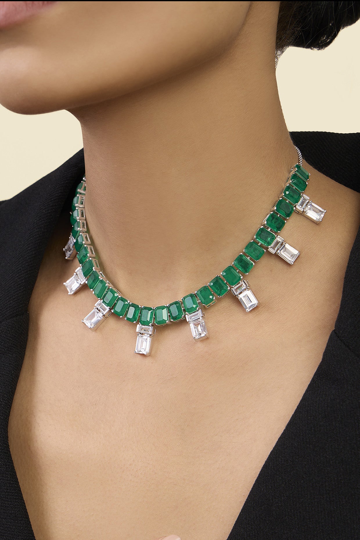 Doublet Dark Emerald Stationed Choker