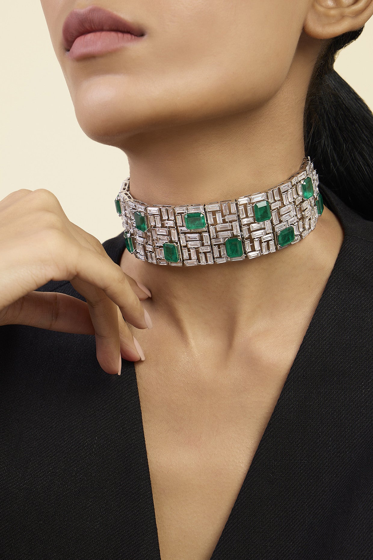 Doublet Dark Emerald Wide Choker