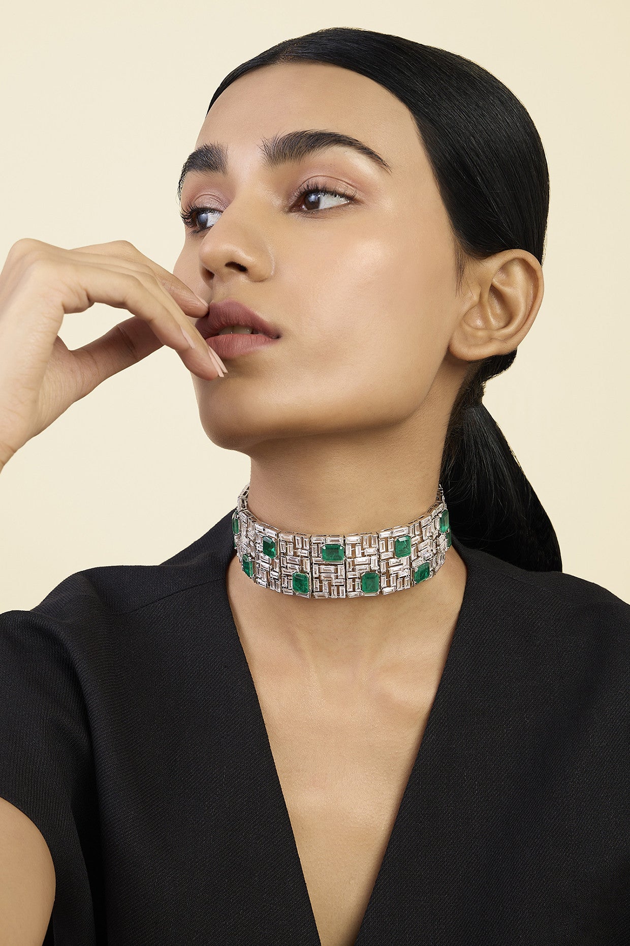 Doublet Dark Emerald Wide Choker