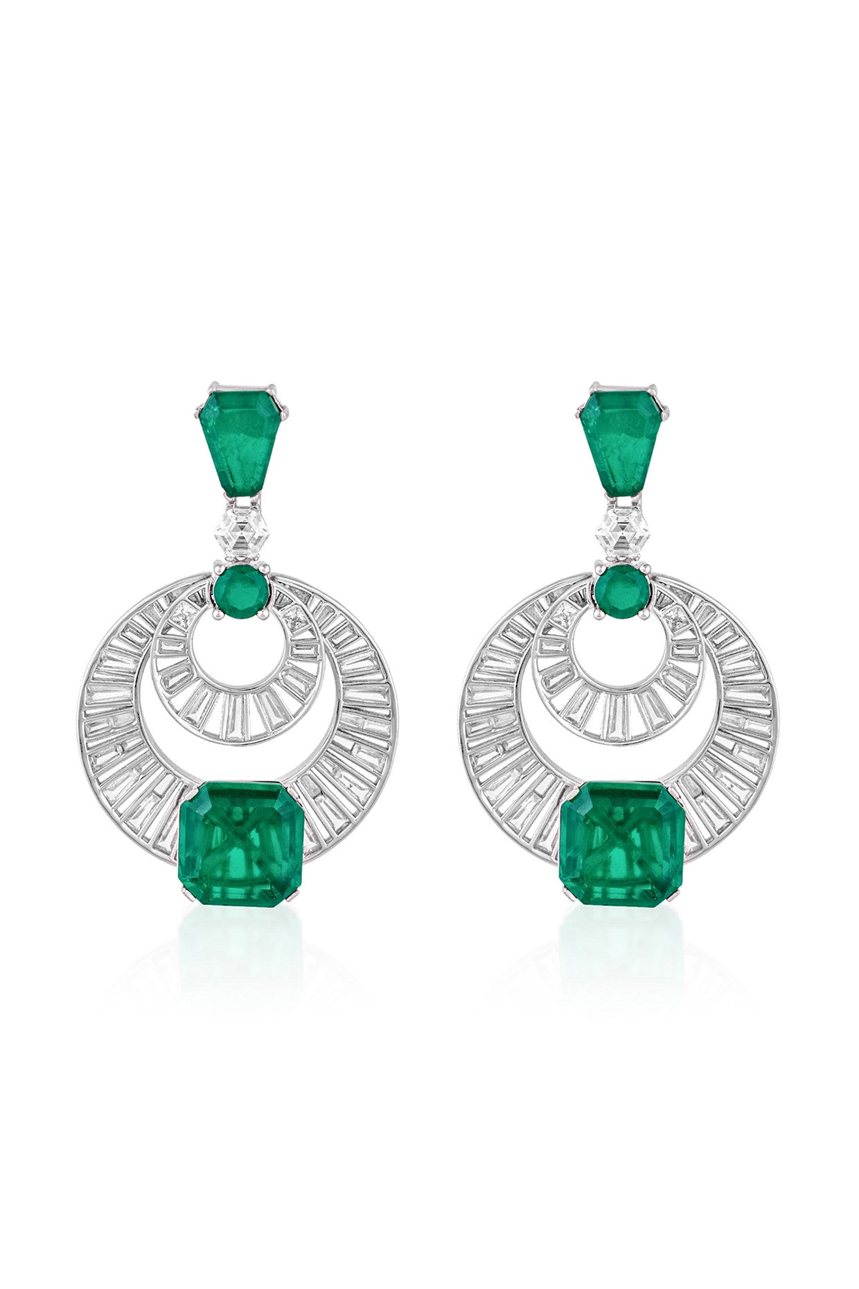Doublet Emerald Moon Bali Earrings