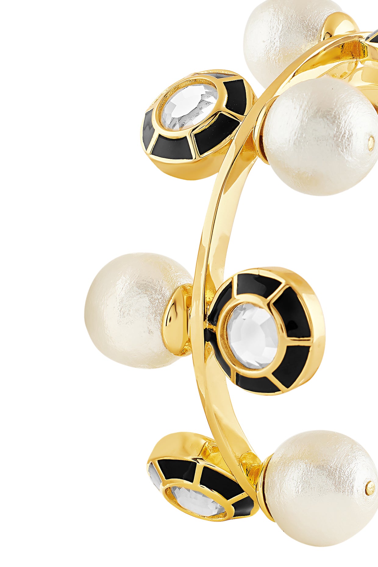 Ayaana Pearl And Mirror Enamel Cuff 18Kt Gold Plated