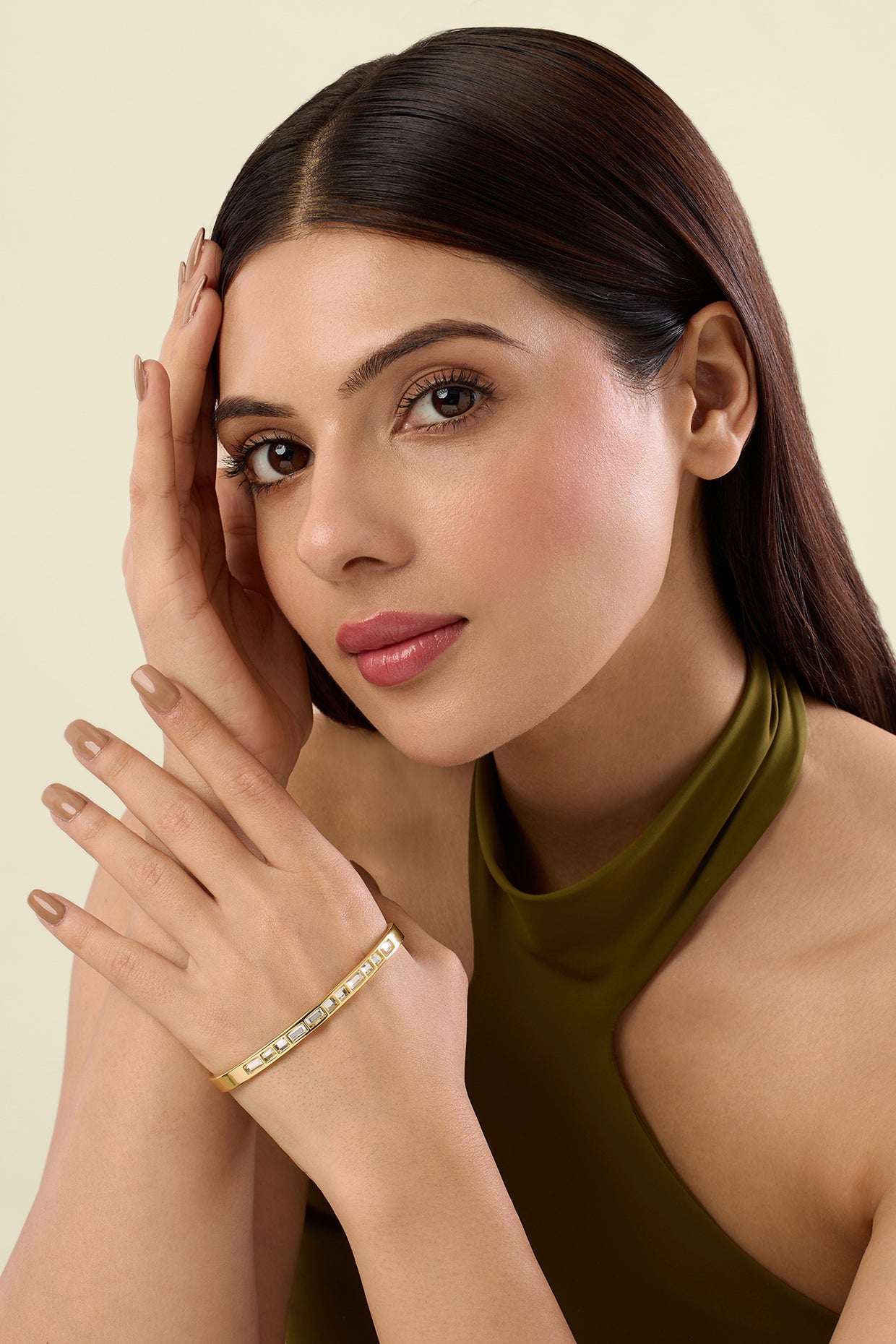 Disco Mirror Palm Cuff 18Kt Gold Plated