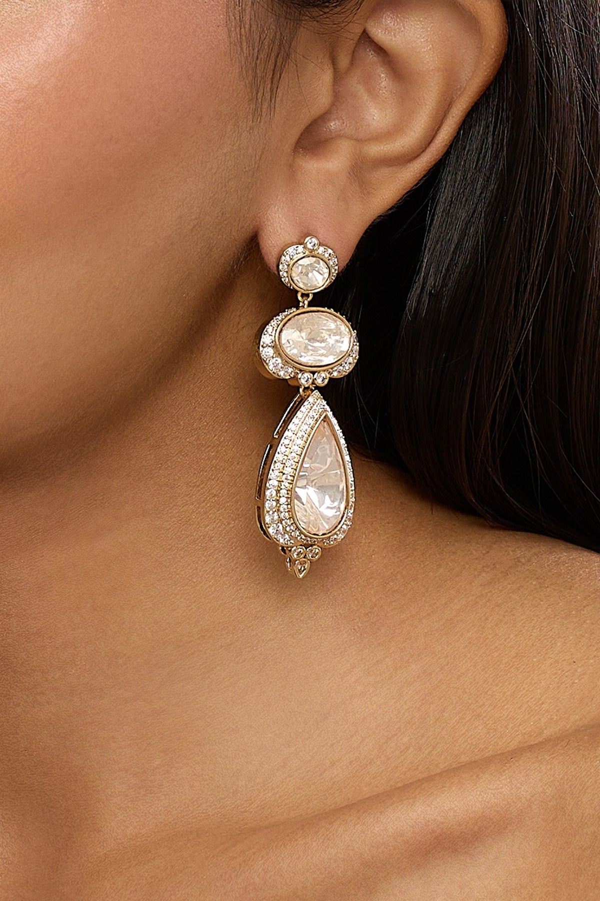 Polki Royal Ascend Statement Long Earrings