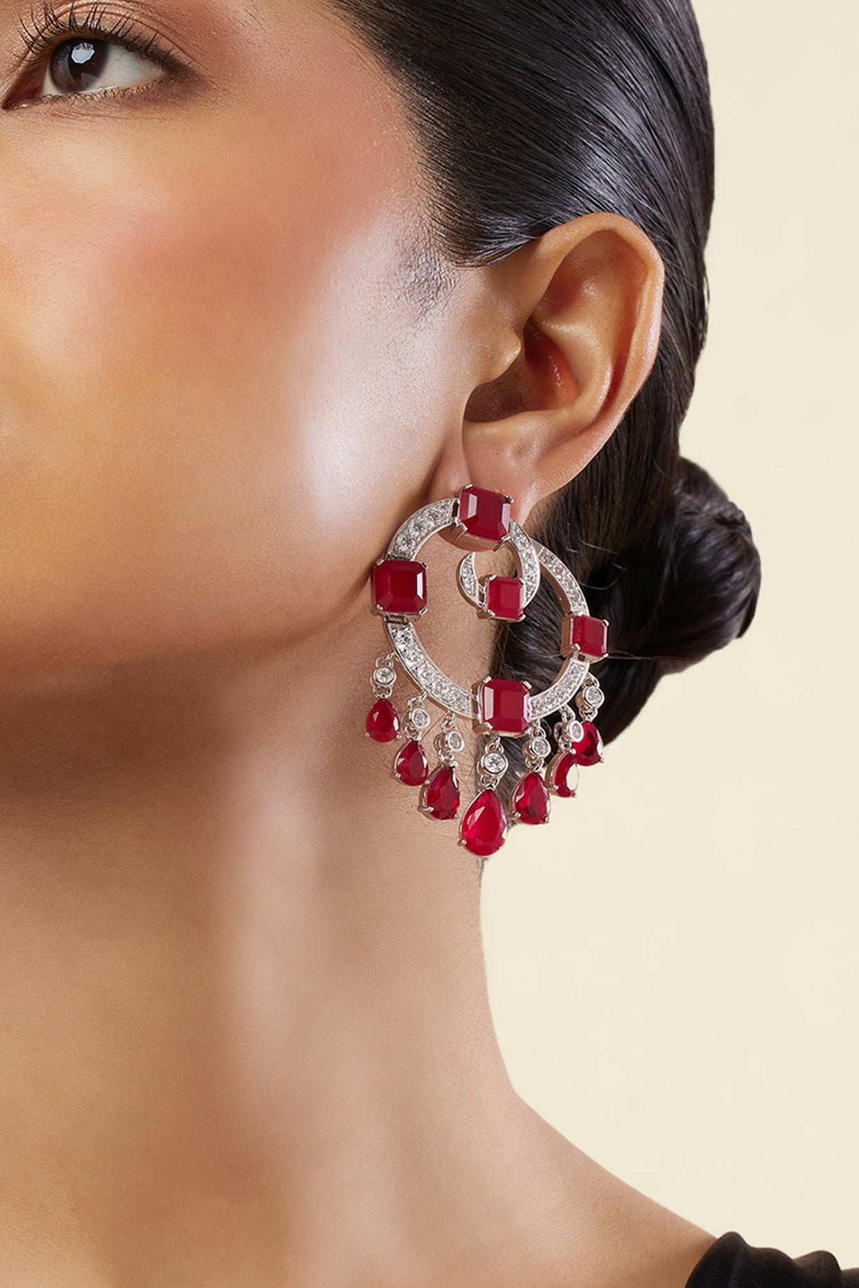 Ruby Moon Luxe Baalis In Rhodium Plating