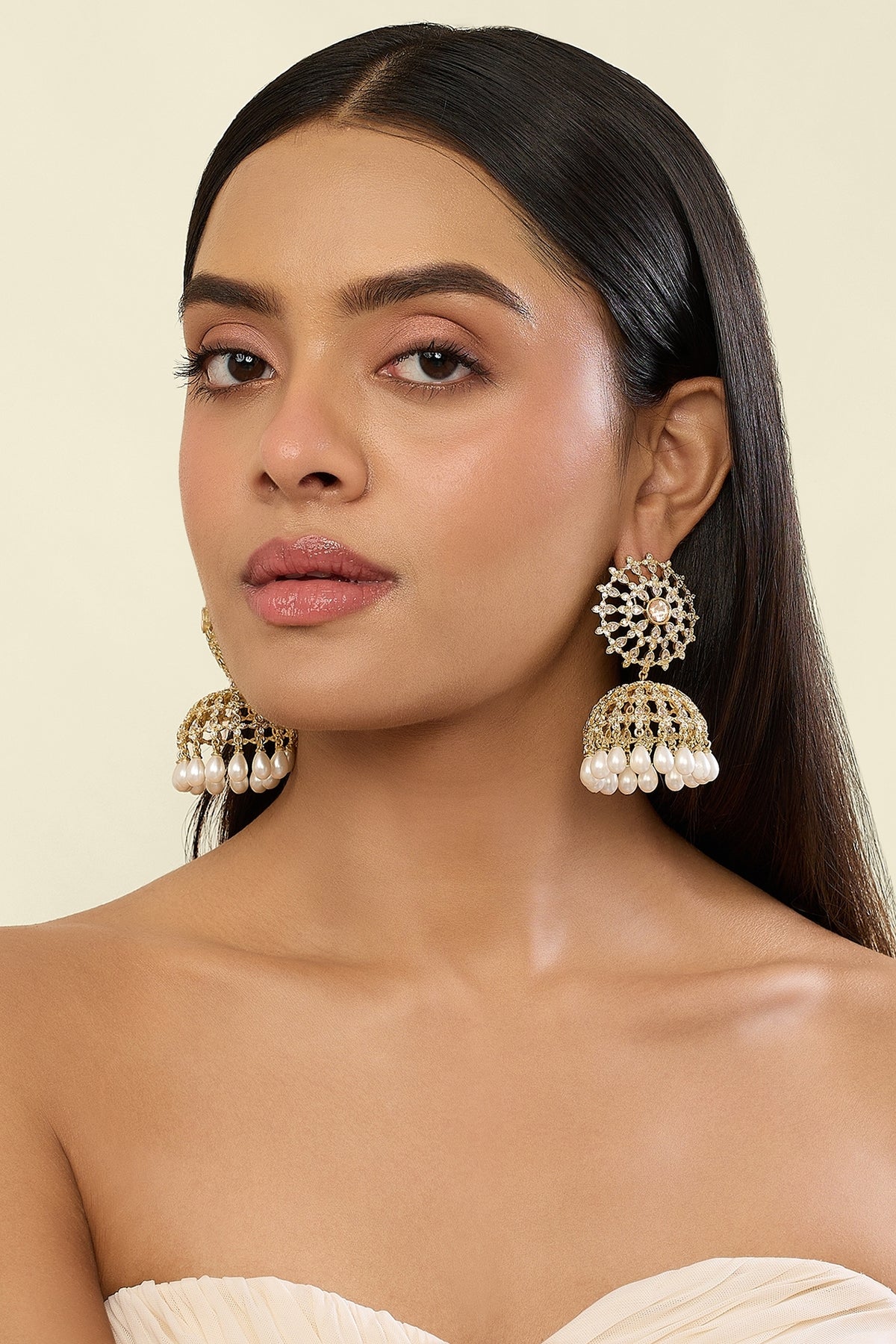 Polki Coronelle Pearl Statement Earrings
